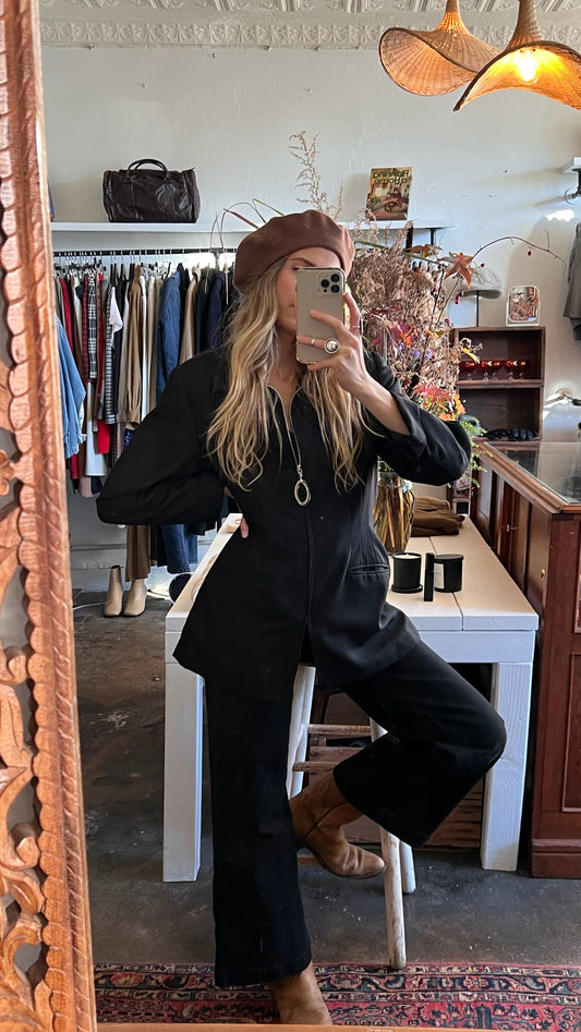 Vintage Black Zip Blazer