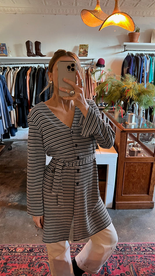 Vintage Striped Button Up Cardigan