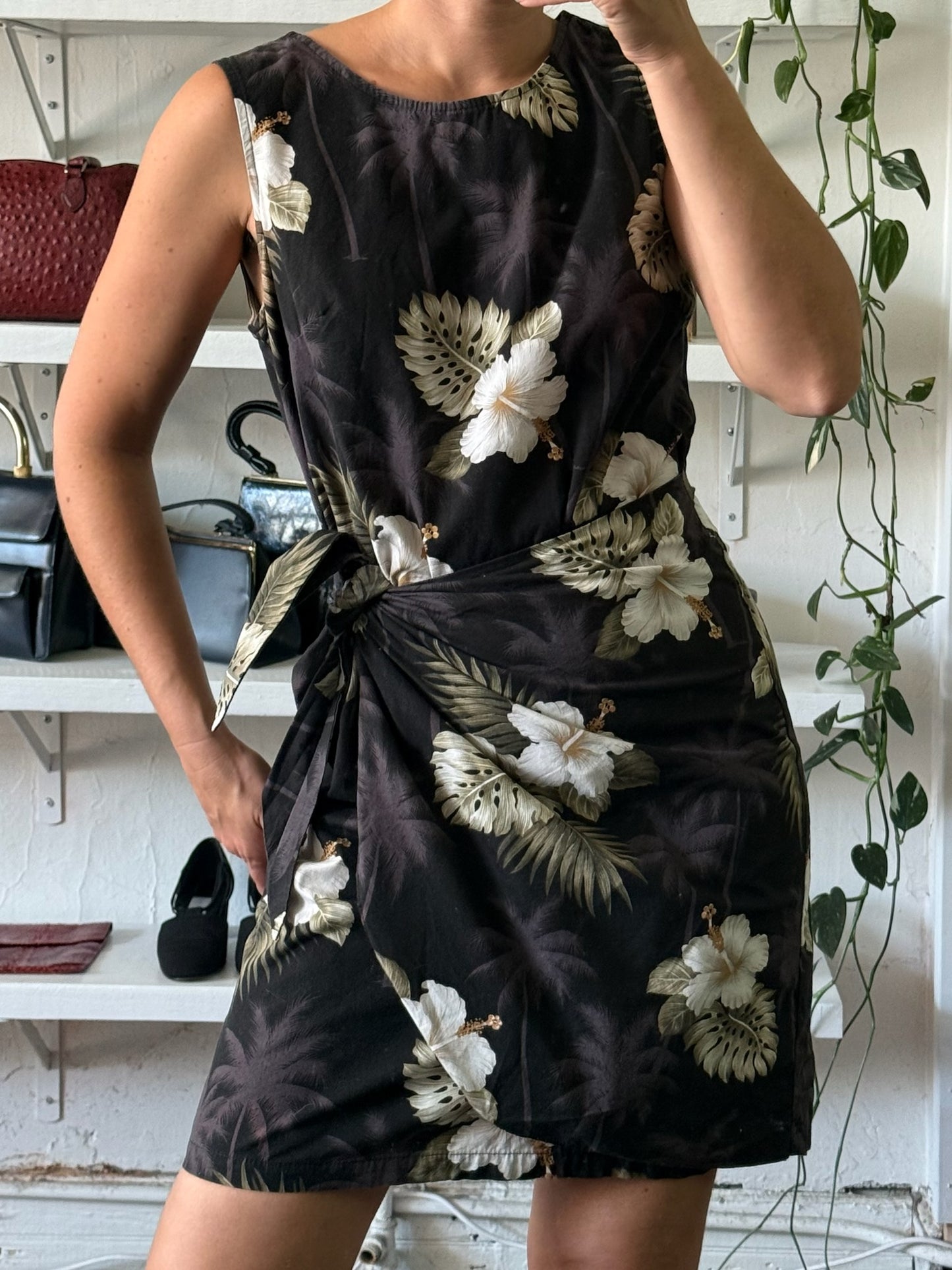 Vintage Tropical Wrap Dress