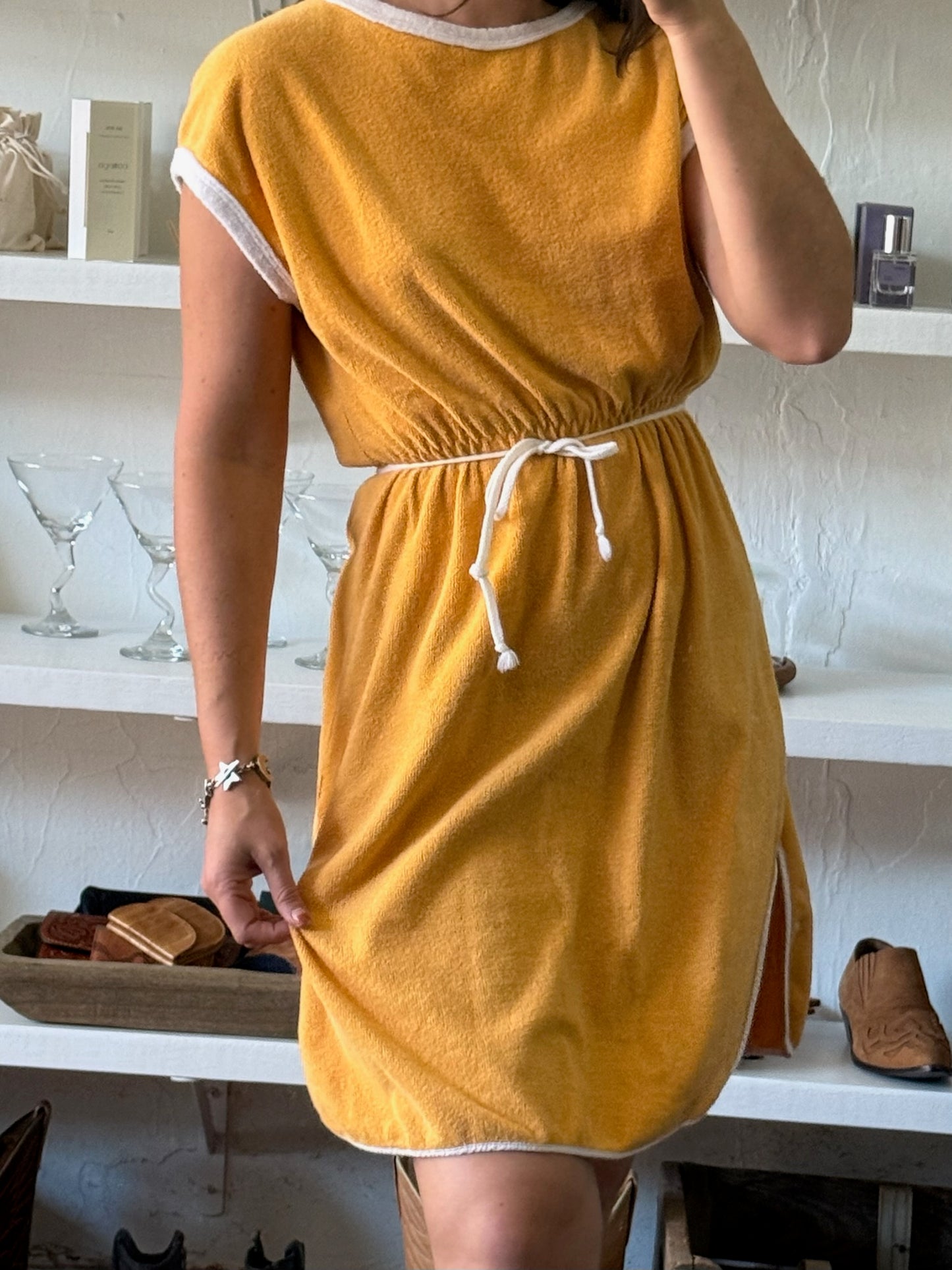 Vintage Citrus Terry Cloth Summer Dress