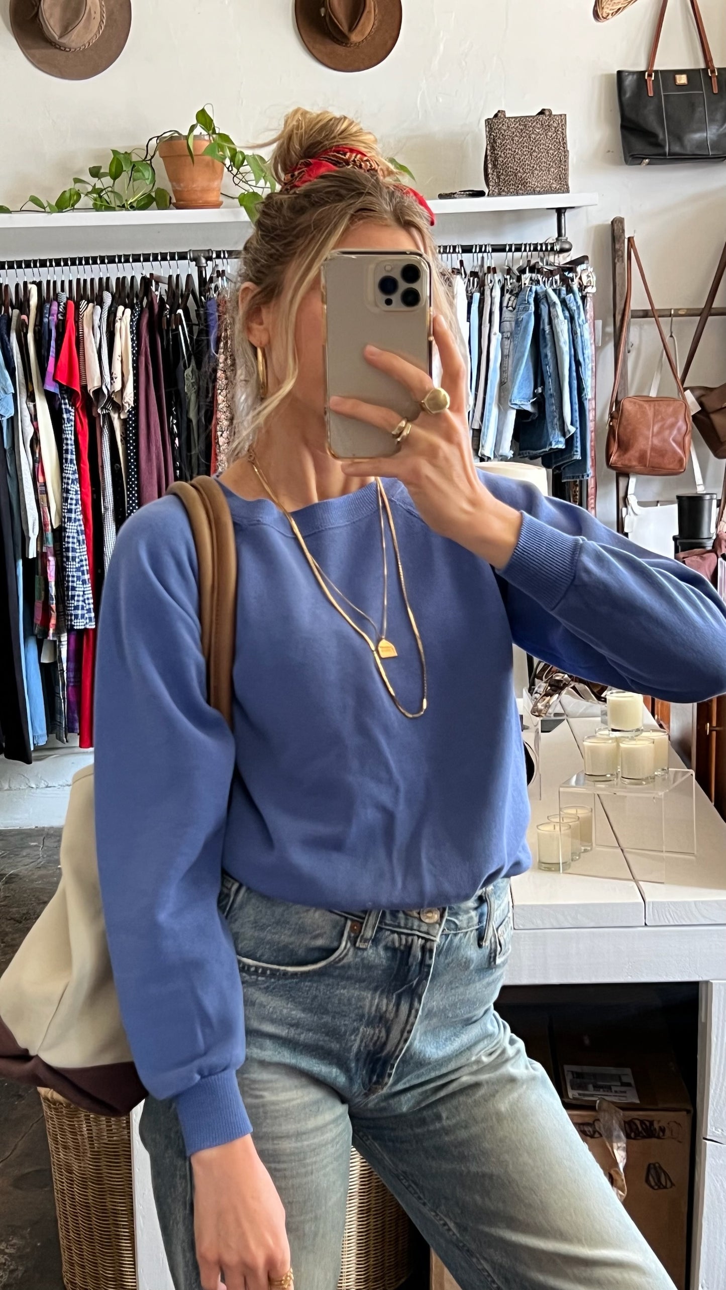 Vintage Sapphire Raglan Sweatshirt