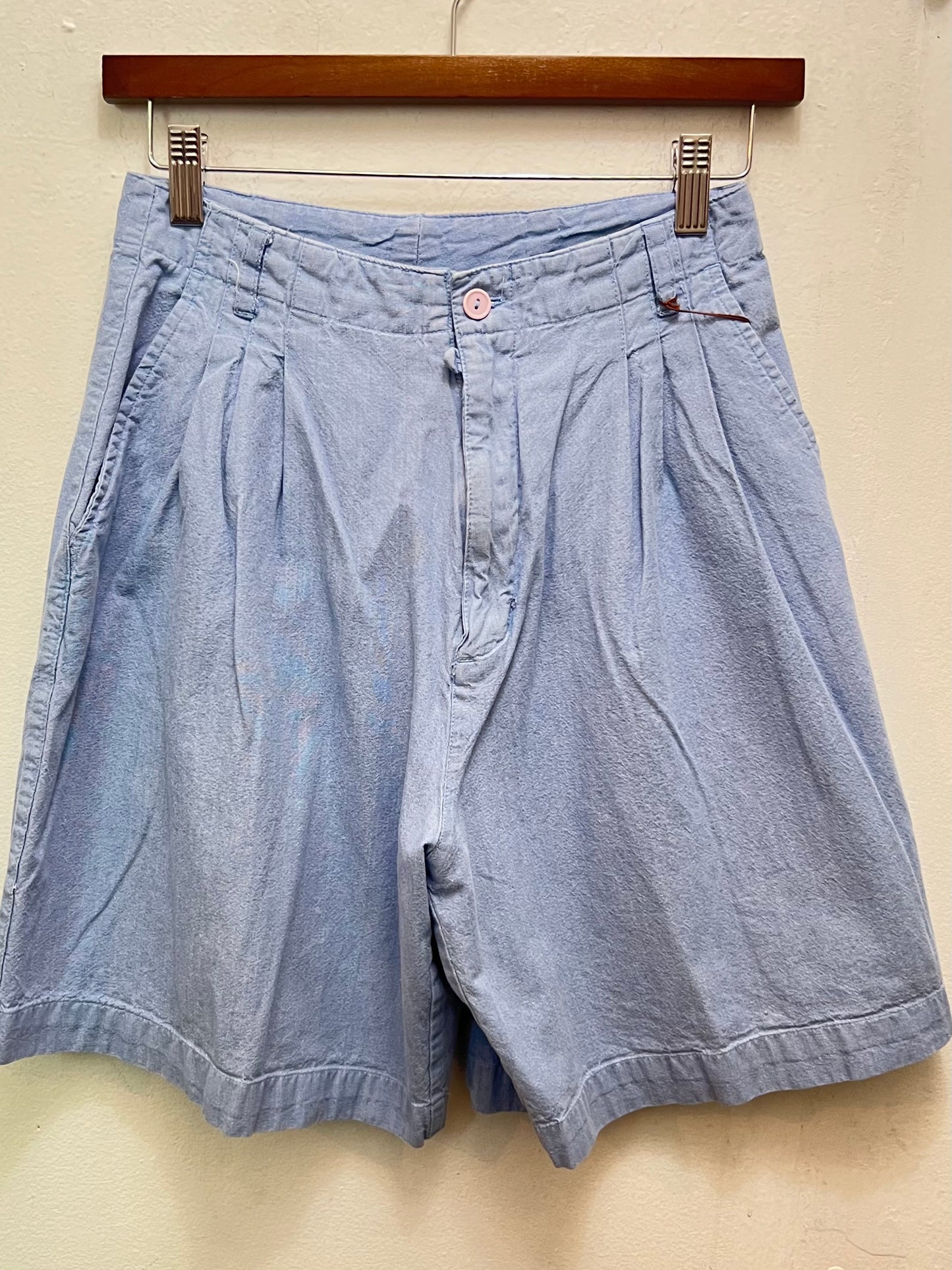 Vintage Sky Blue Pleated Short