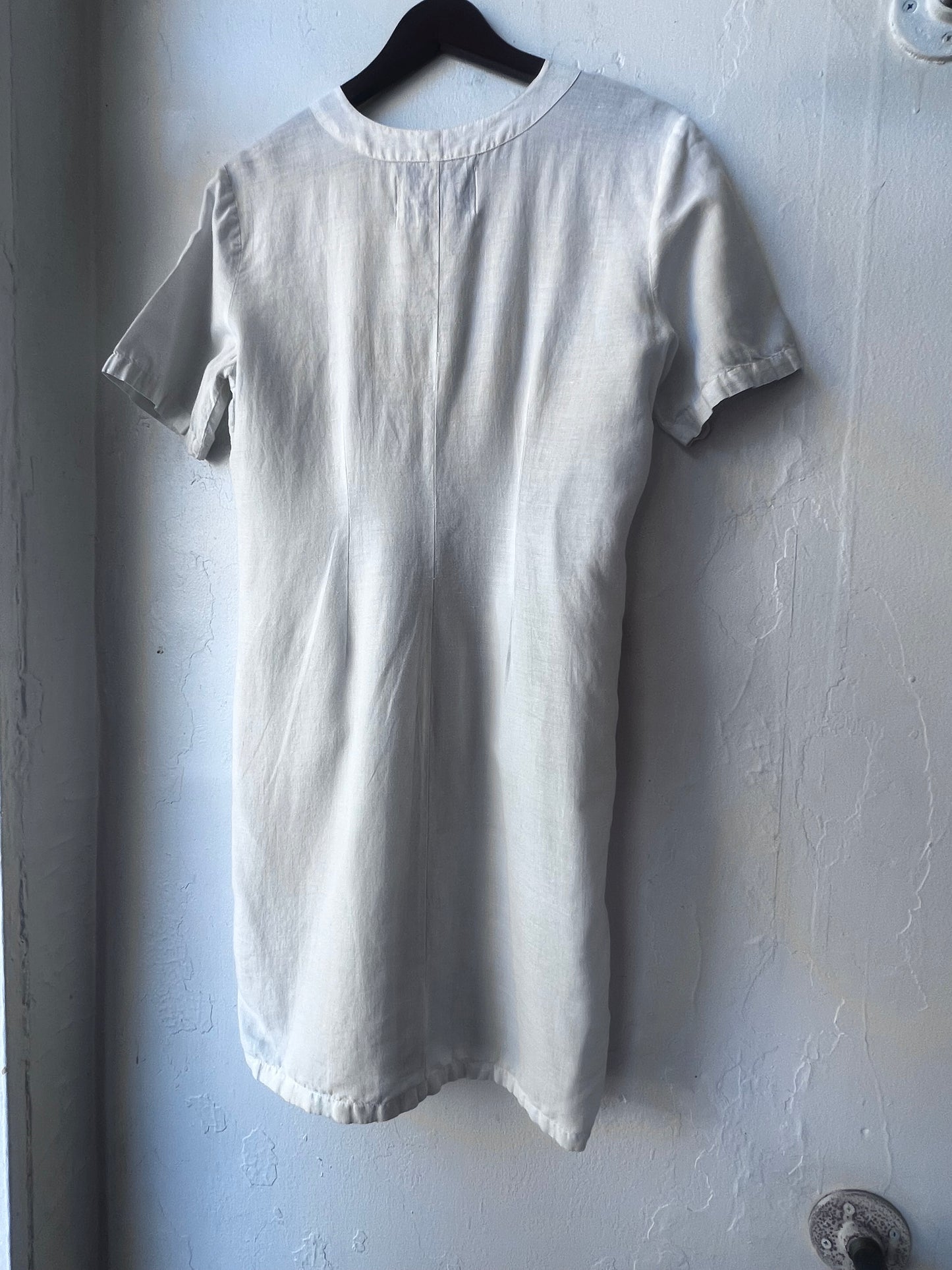 Vintage Bone Linen Shirt Dress