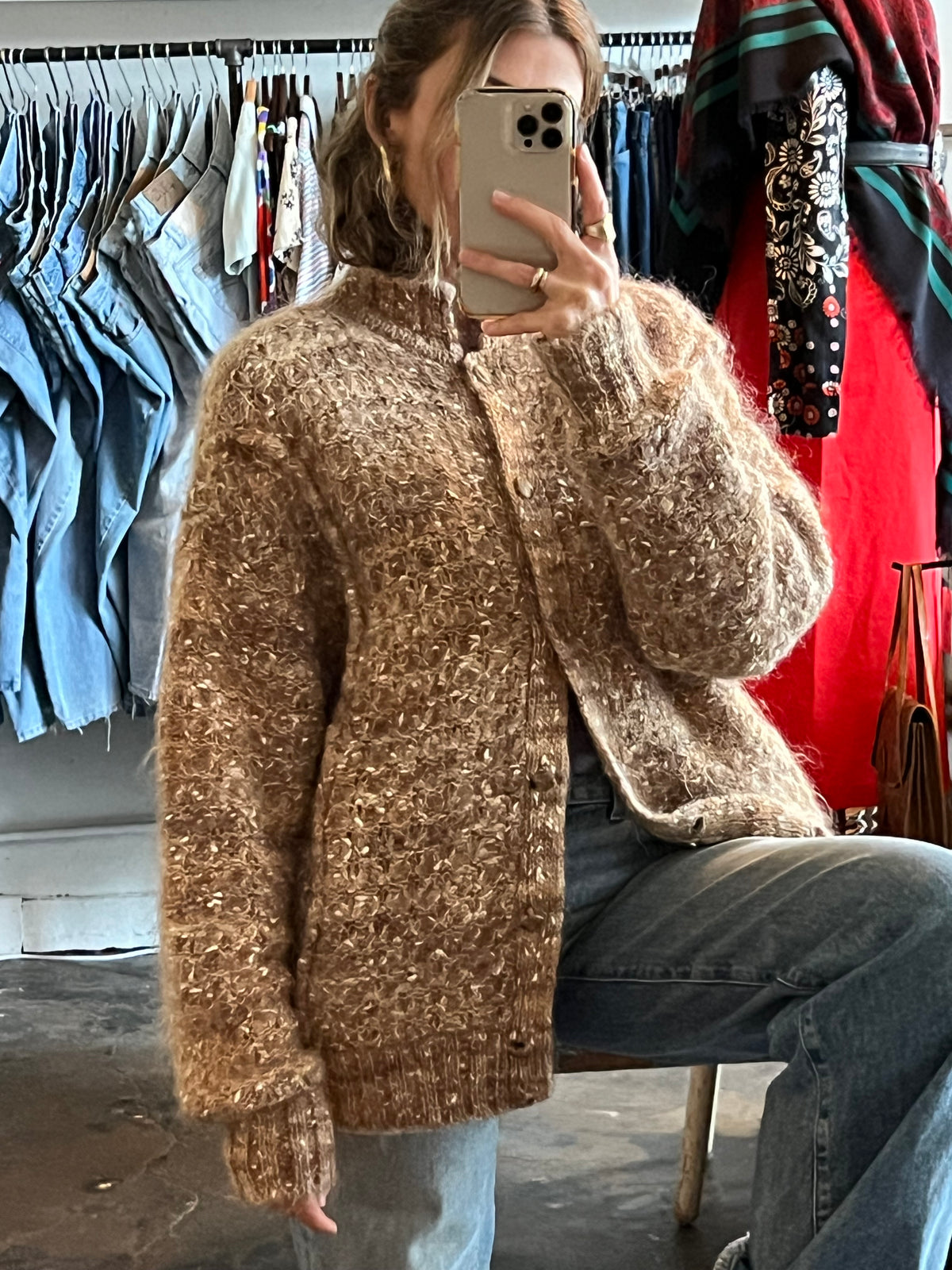 Vintage Chunky Mohair Oversized Cardigan Sweater