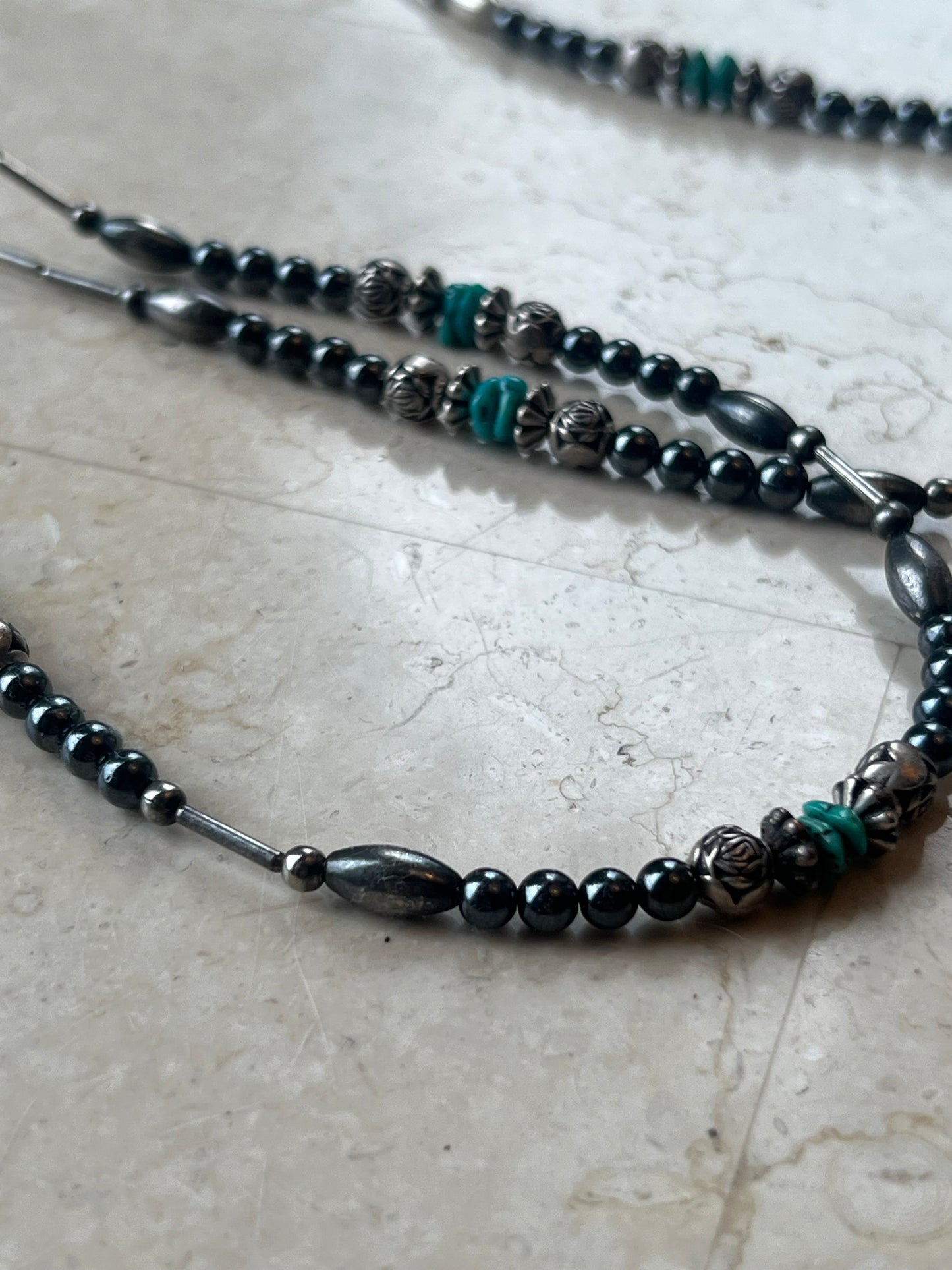 Vintage Layered Turquoise & Silver Necklace