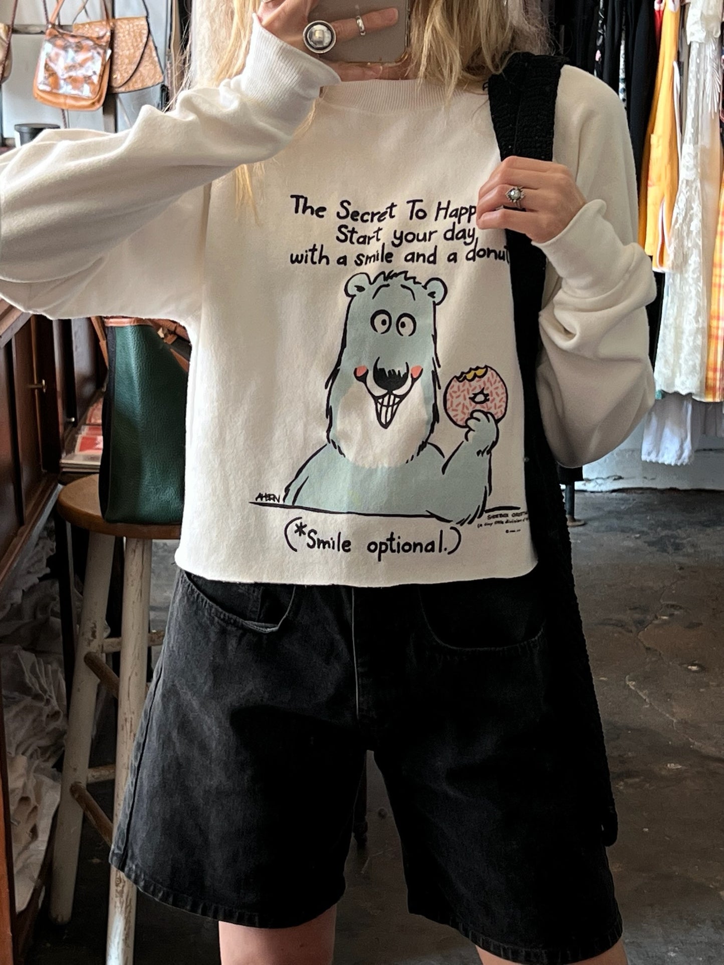 Vintage Donut Bear Graphic Sweatshirt
