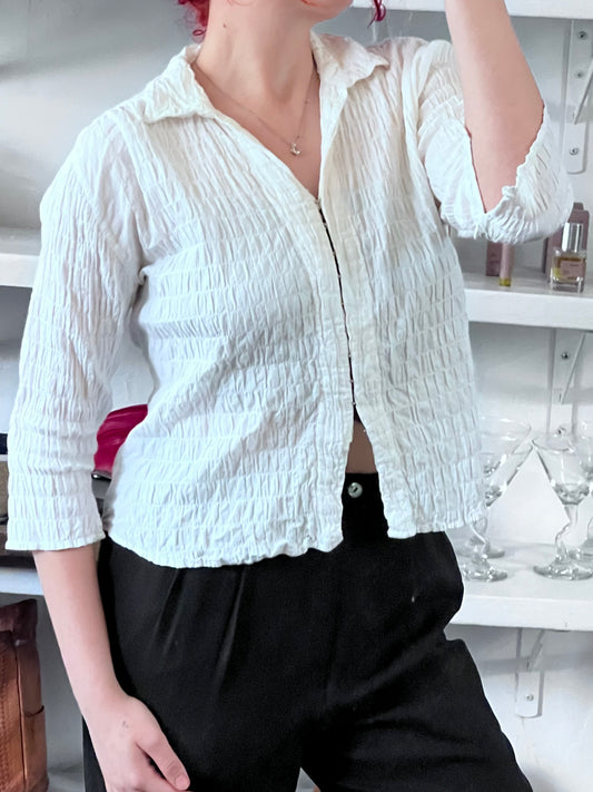 Vintage Crinkle Gauze Popover Blouse