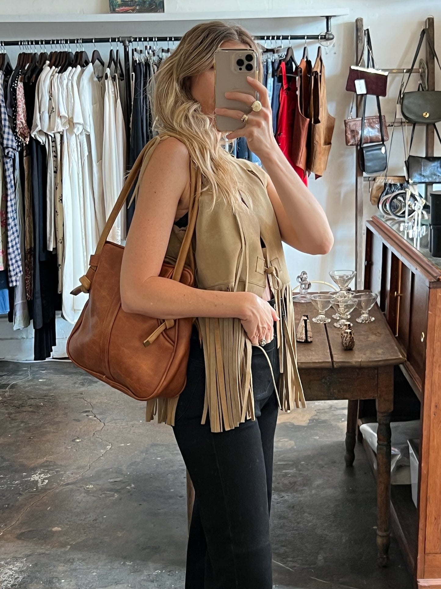 Vintage Suede Fringed Vest