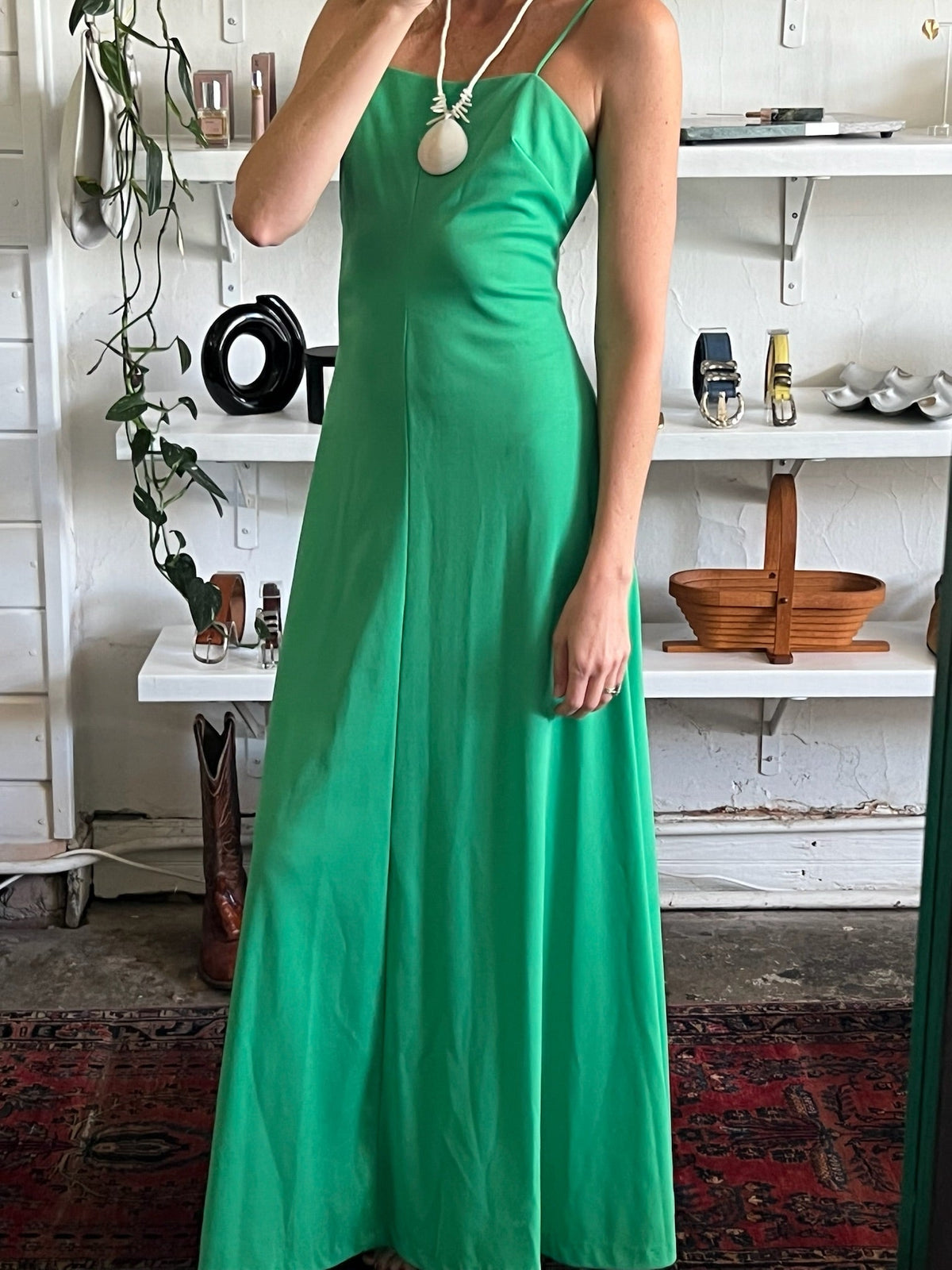 Vintage Sleeveless Jade Maxi Dress
