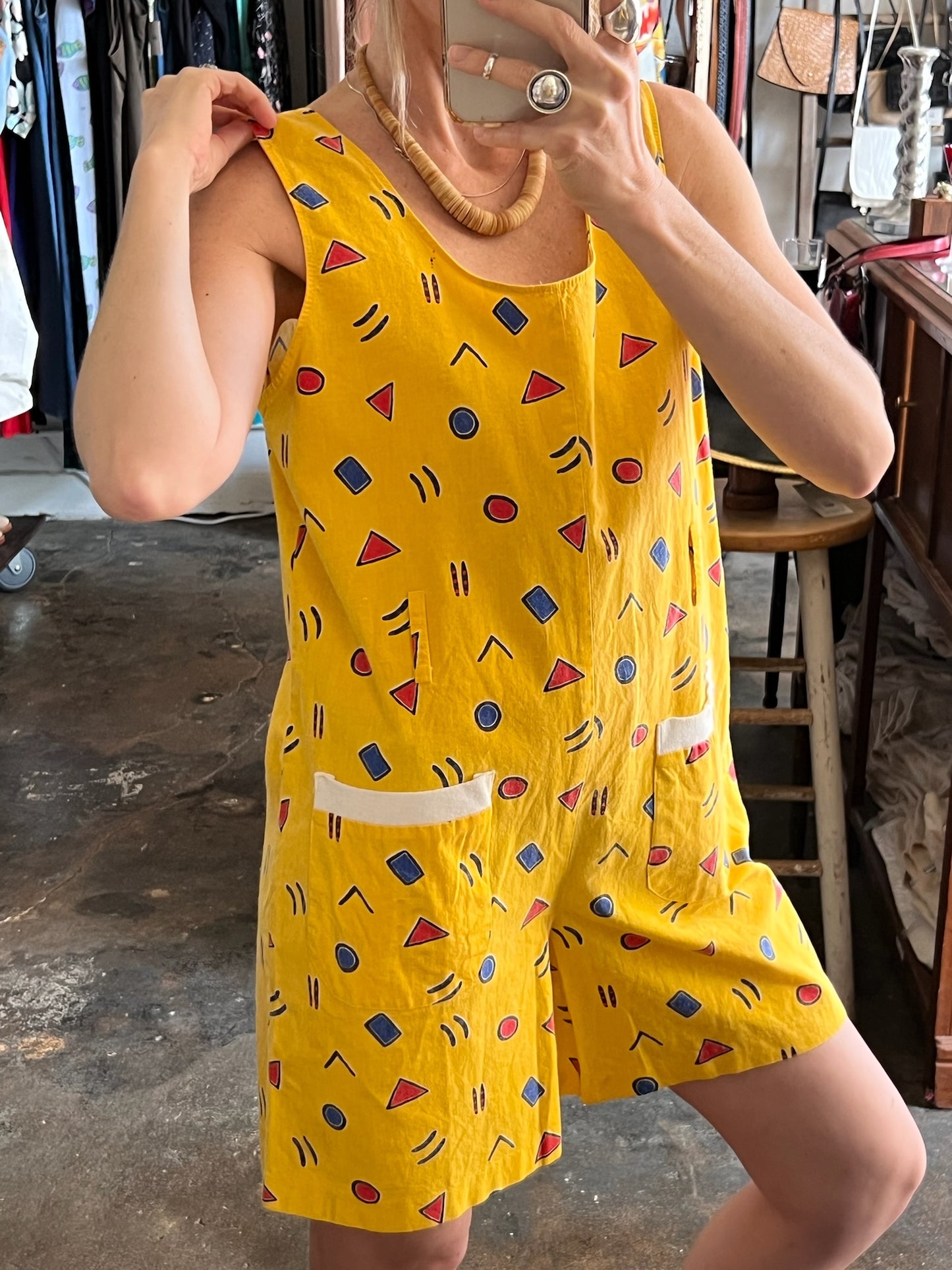 Vintage Geometric Printed Romper