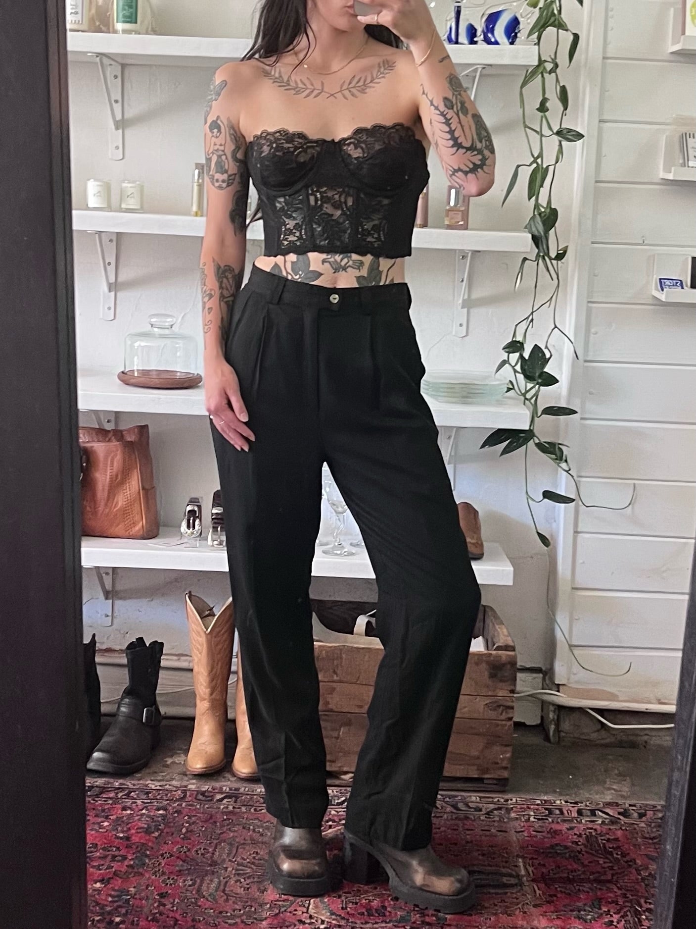 Vintage Noir Lace Bustier Top