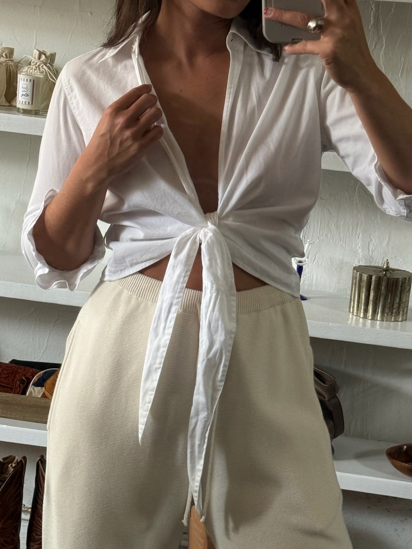Vintage Crisp Cotton Wrap Blouse