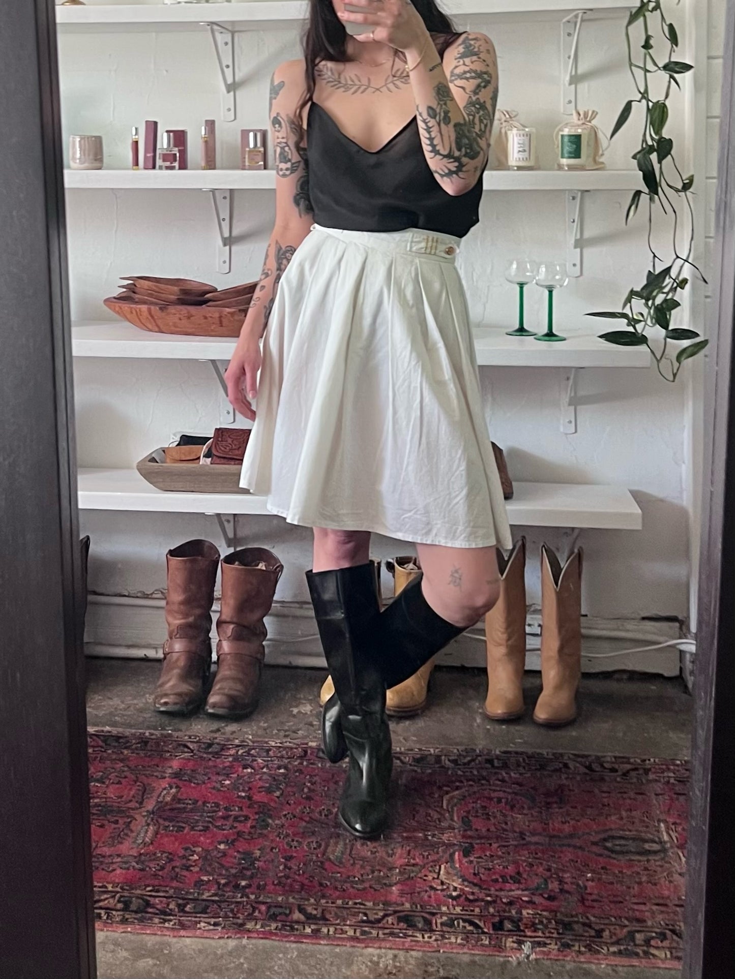 Vintage Jet Black Leather Riding Boot