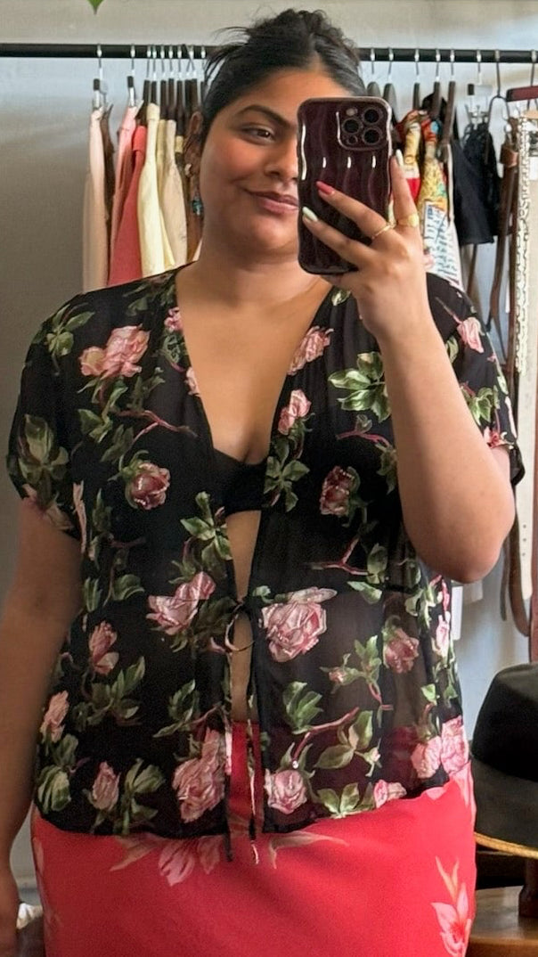Vintage Sheer Floral Blouse