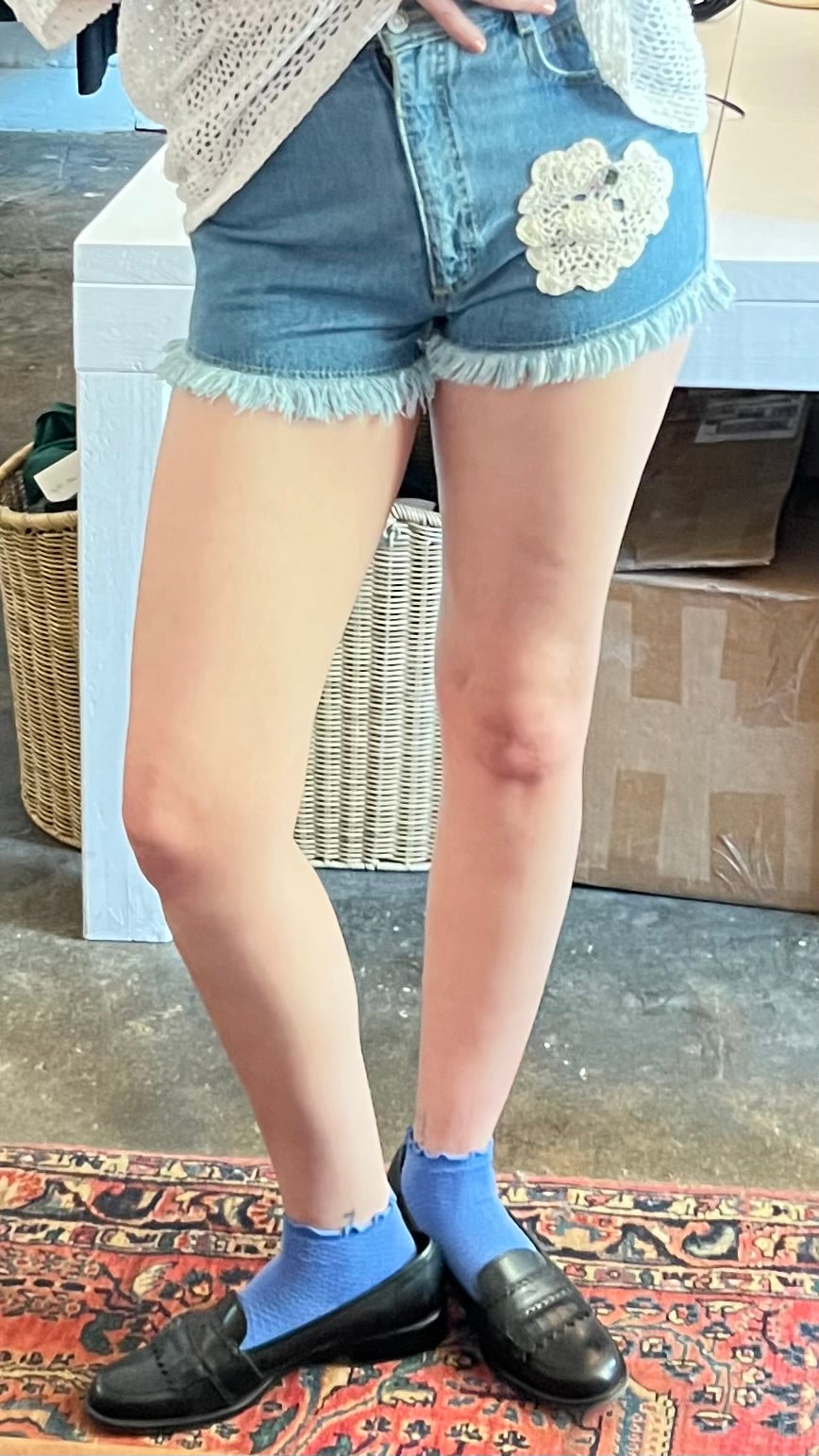 Vintage Crochet Patch Denim Short