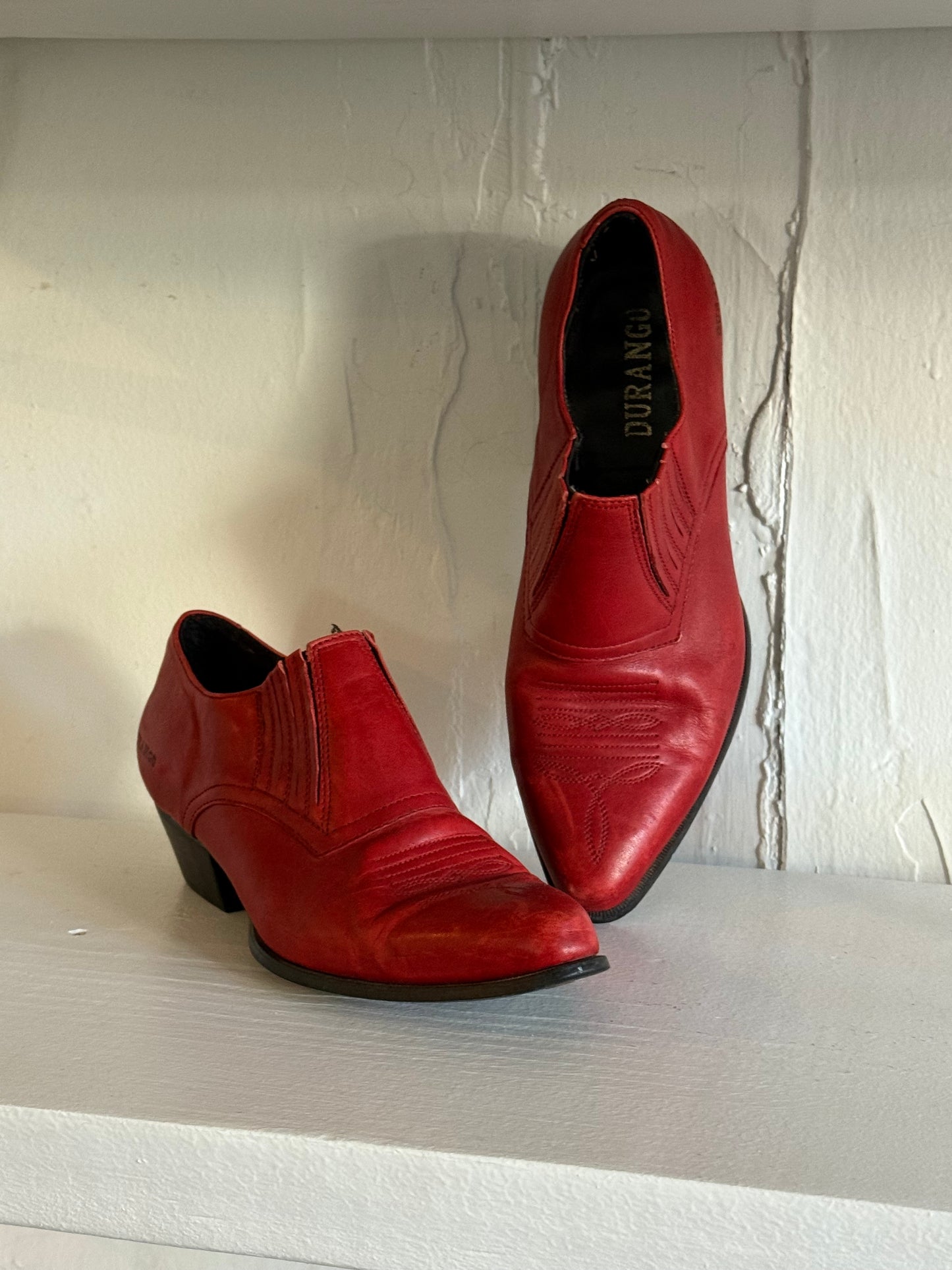 Vintage Spice Red Leather Western Booties
