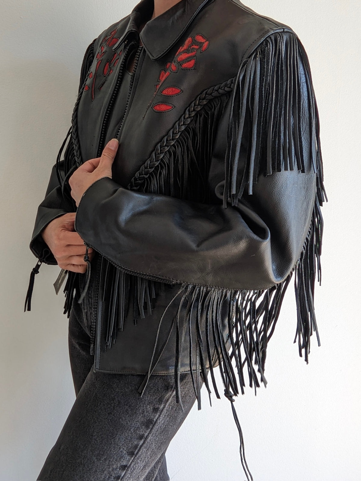 Onyx Fringe Leather Jacket