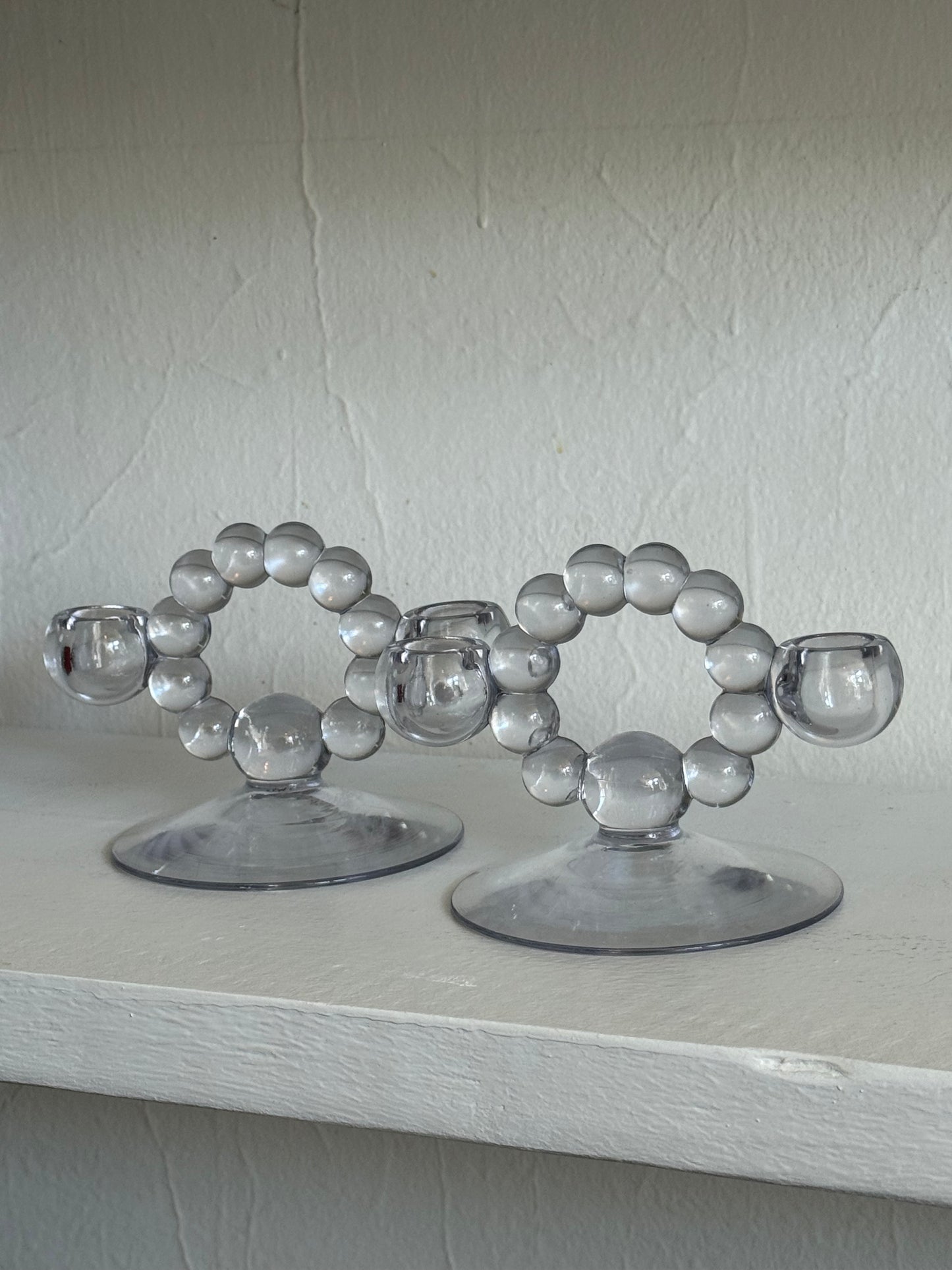 Vintage Glass Bubble Candlestick Holders