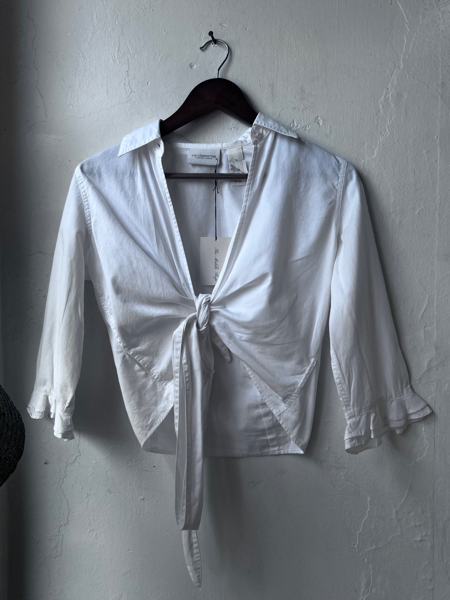 Vintage Crisp Cotton Wrap Blouse