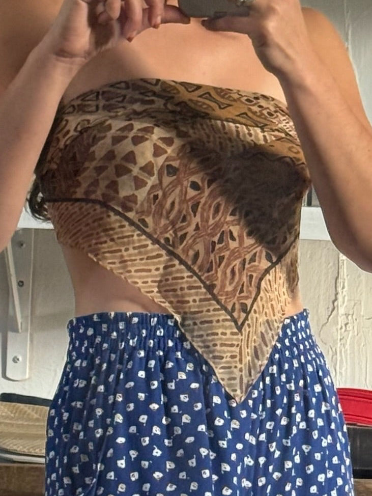 Vintage Patterned Silk Scarf