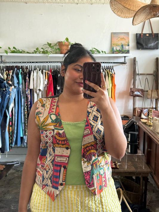 Vintage Abstract Printed Vest