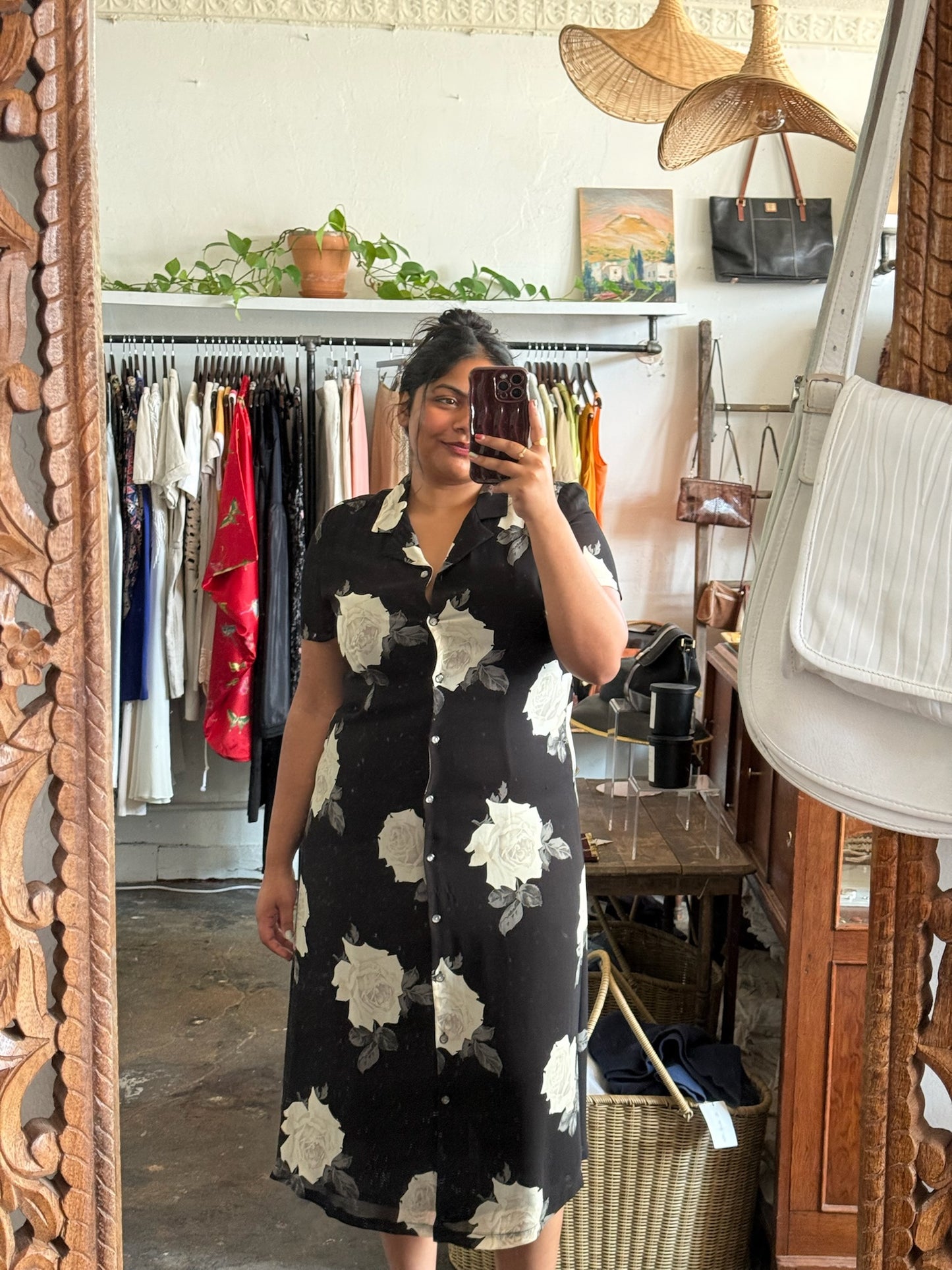 Vintage Floral Midi Dress