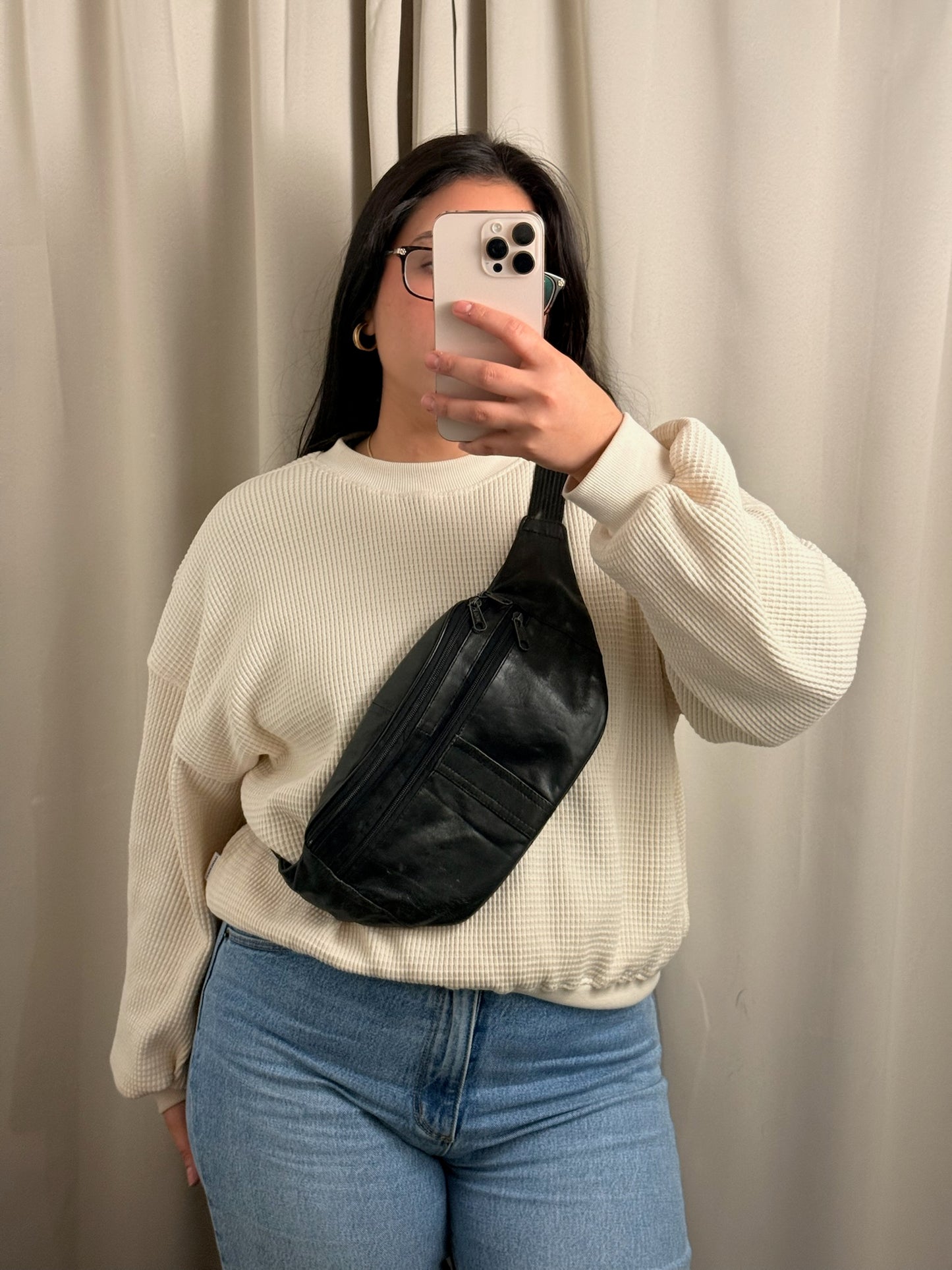 Vintage Midnight Leather Fanny Pack