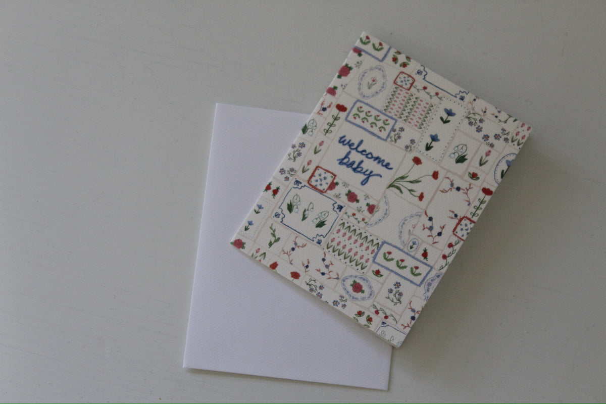 Welcome Baby Quilt Greeting Card