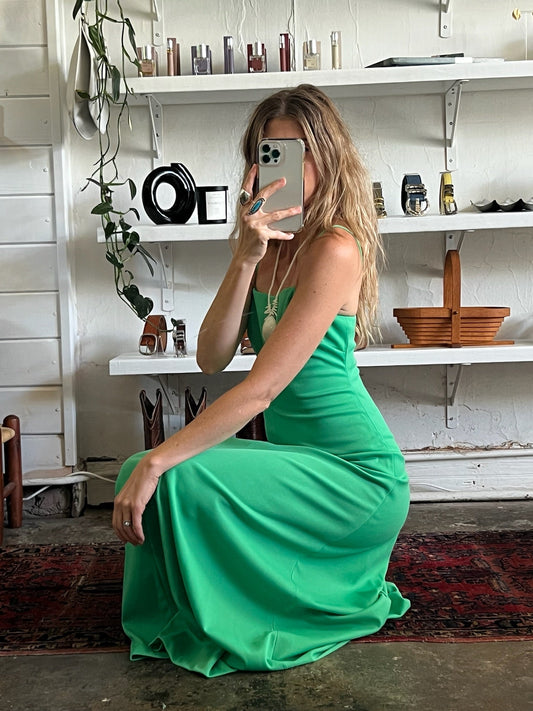 Vintage Sleeveless Jade Maxi Dress