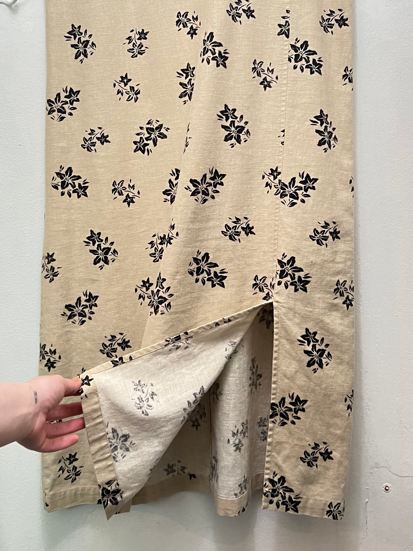 Vintage Floral Creme Canvas Cotton Dress