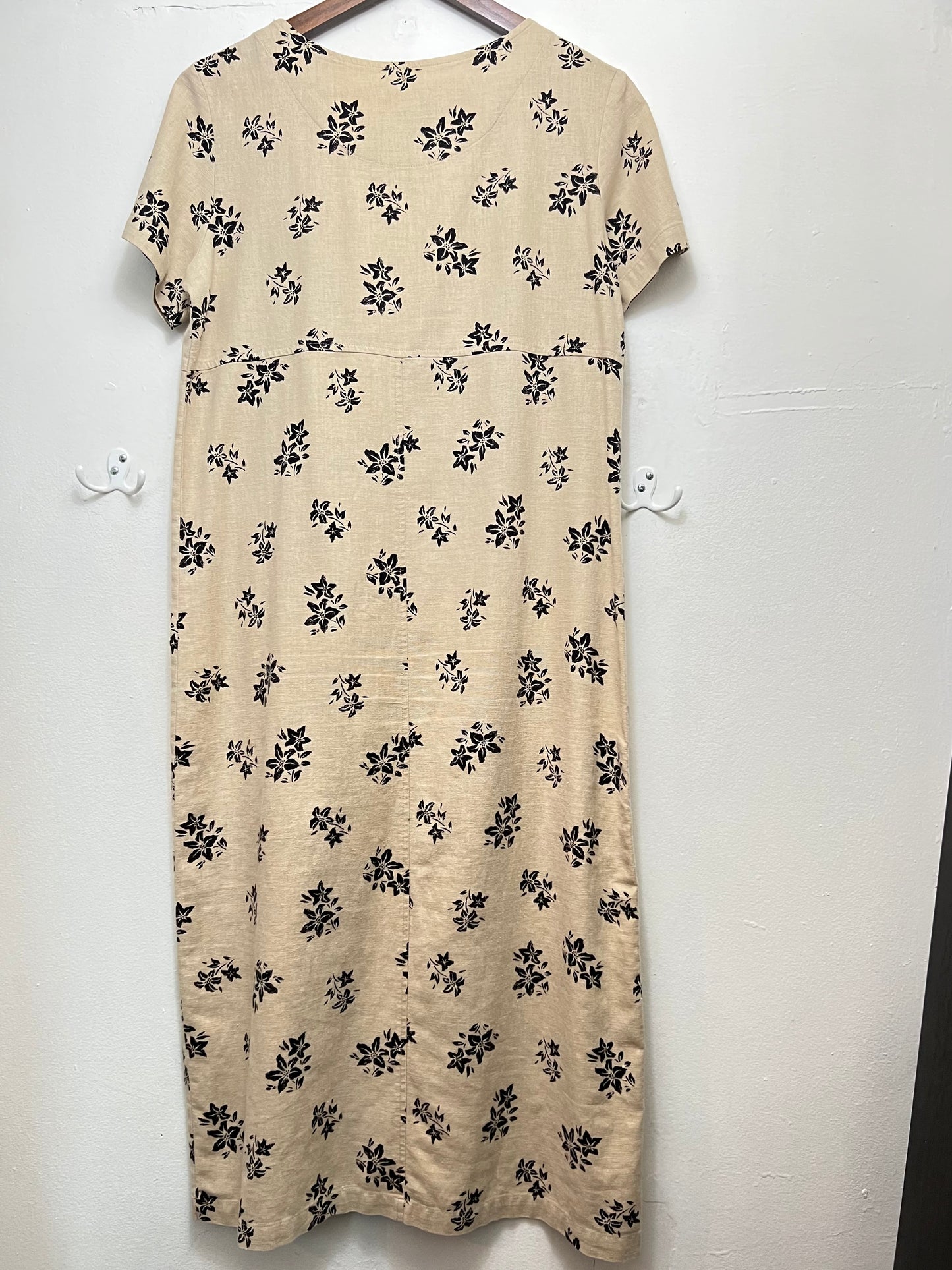 Vintage Floral Creme Canvas Cotton Dress