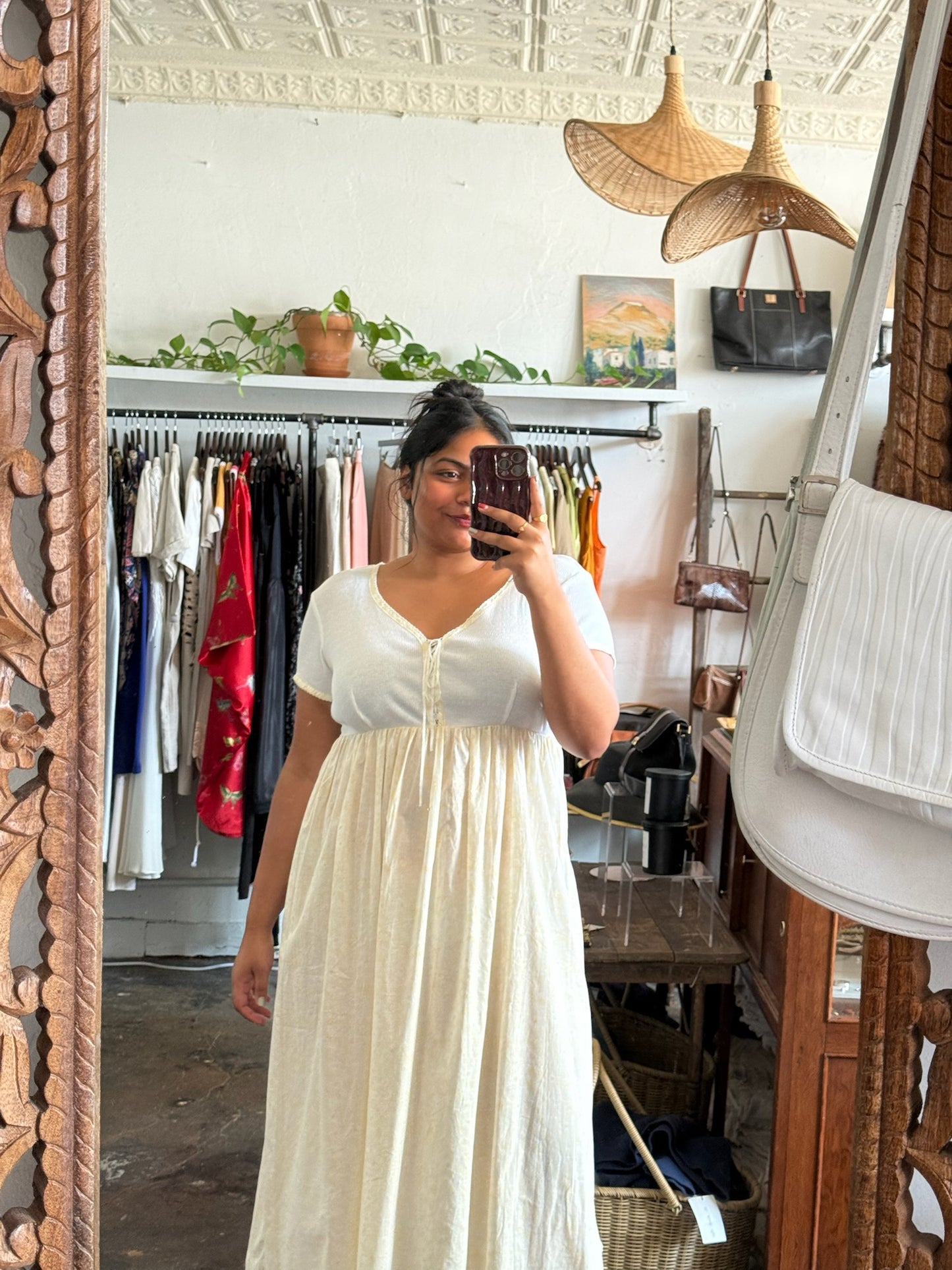 Floral Empire Waist Lace-Up Dress
