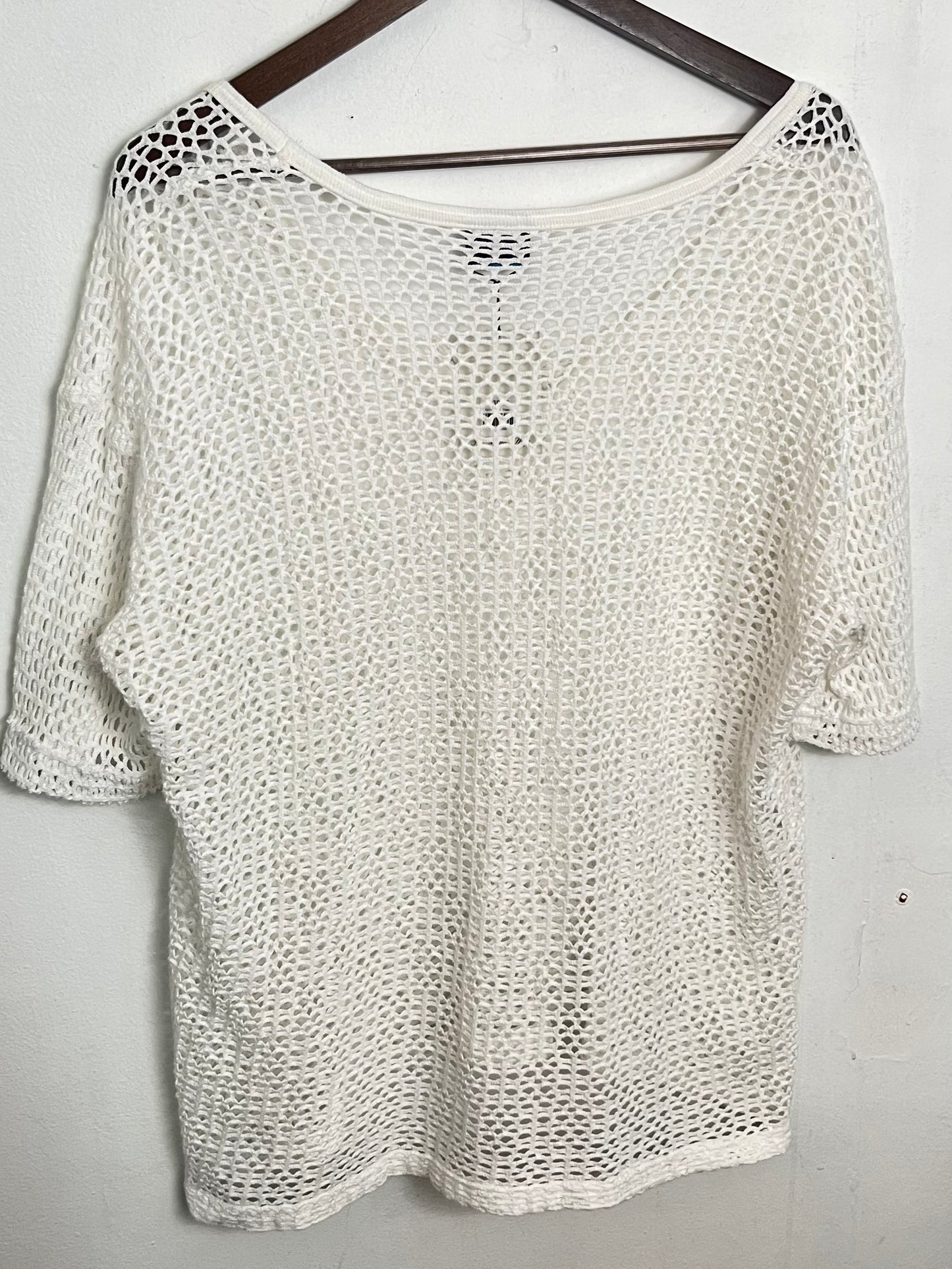 Vintage Ivory Mesh Knit Shell