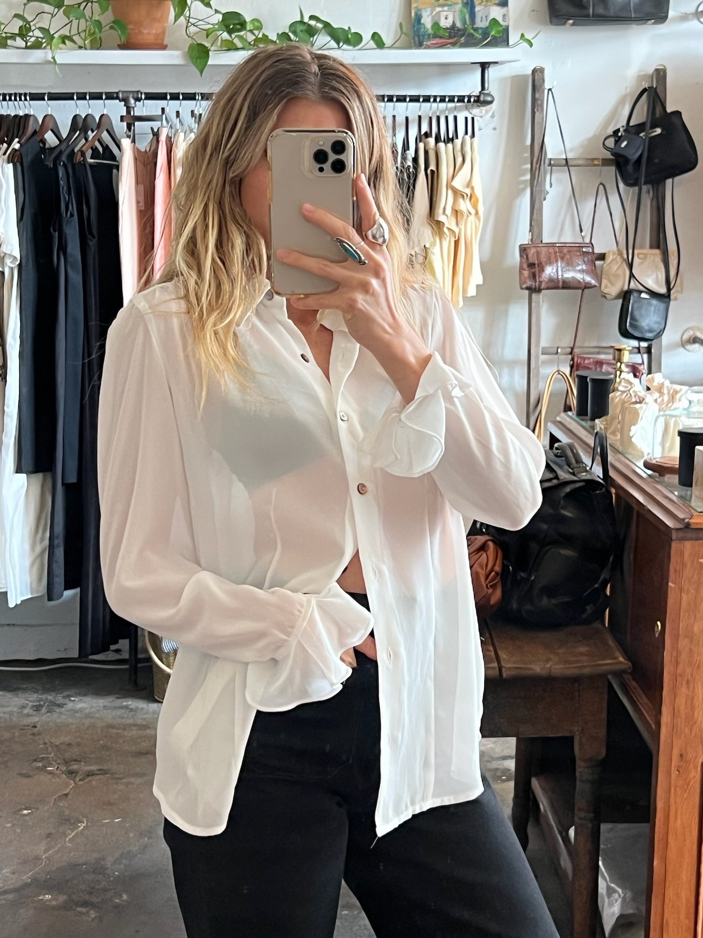 Vintage Ruffle-Cuff Blouse