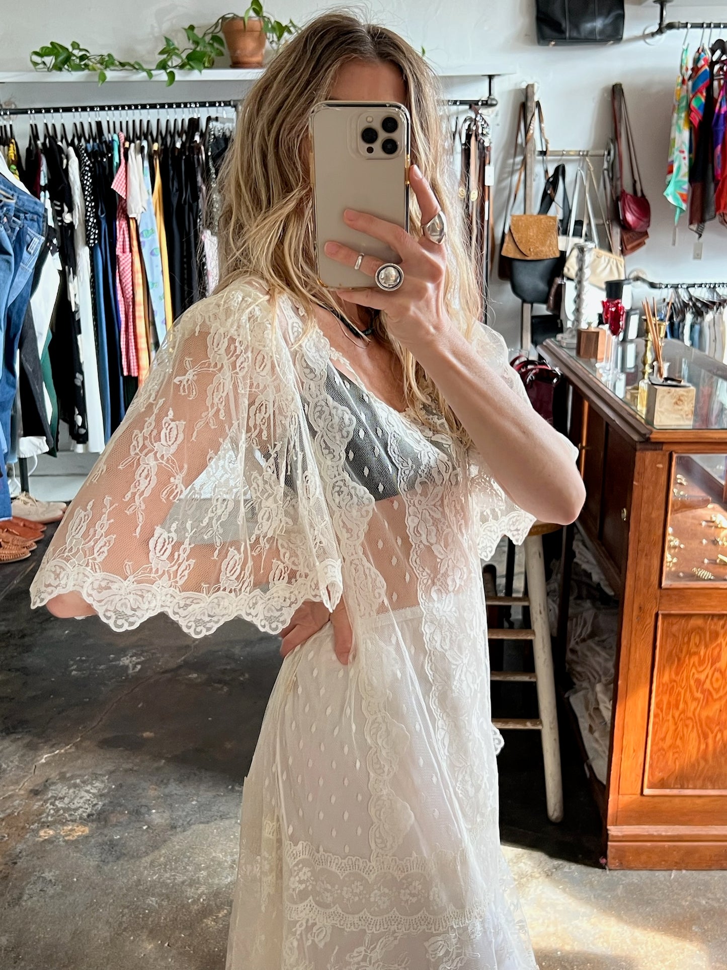 Vintage Butterfly Sleeve Lace Dress