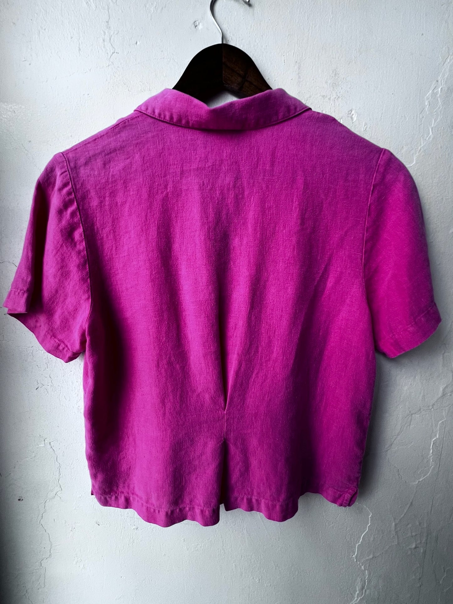 Vintage Magenta Button-Up Blouse