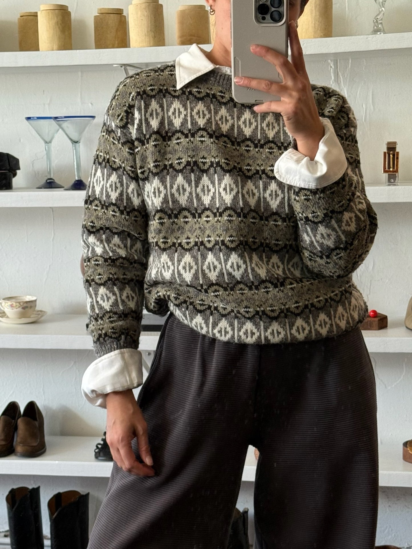 Vintage Sage Patterned Knit