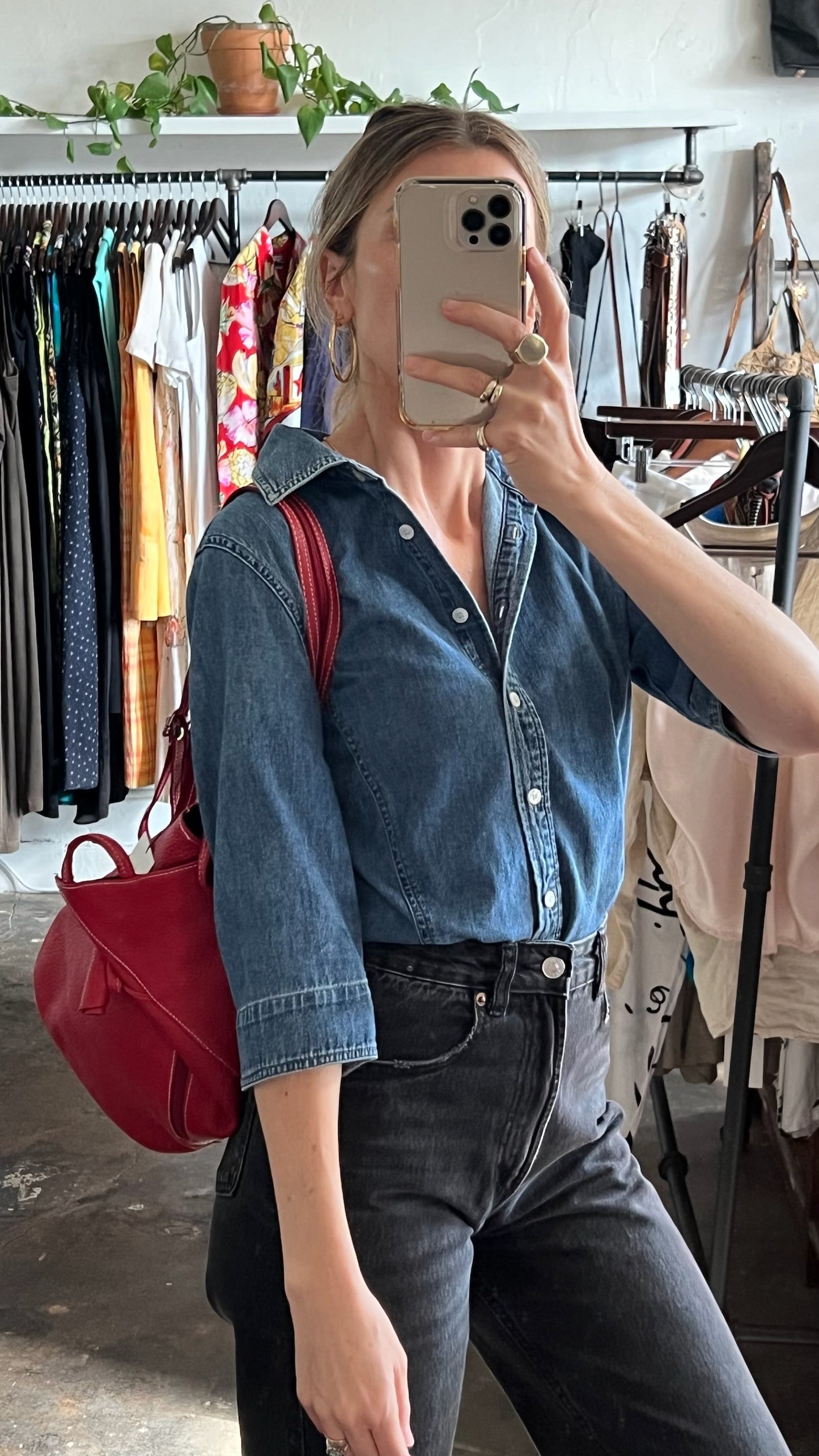 Vintage Sculpted Denim Button Up