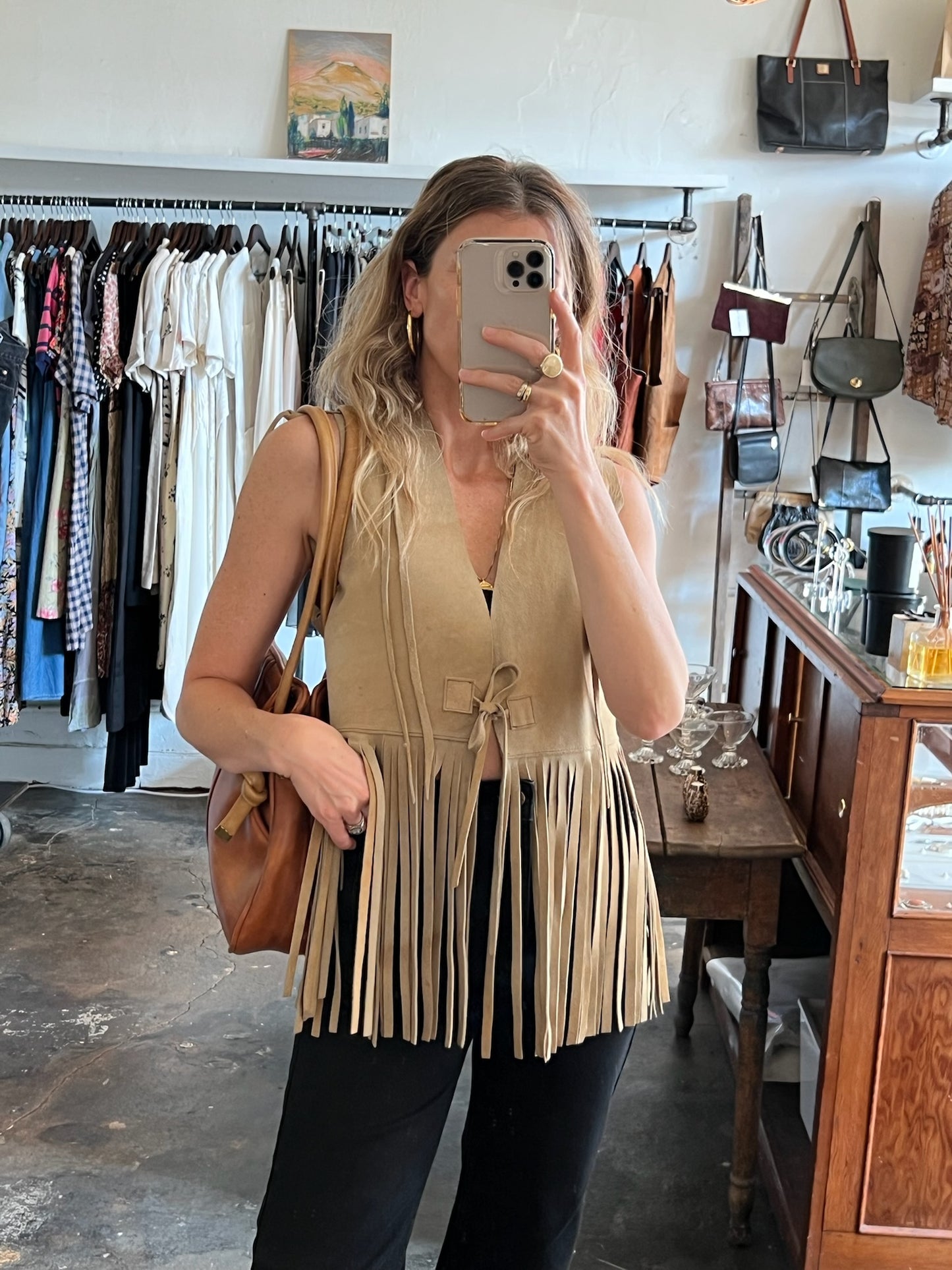 Vintage Suede Fringed Vest