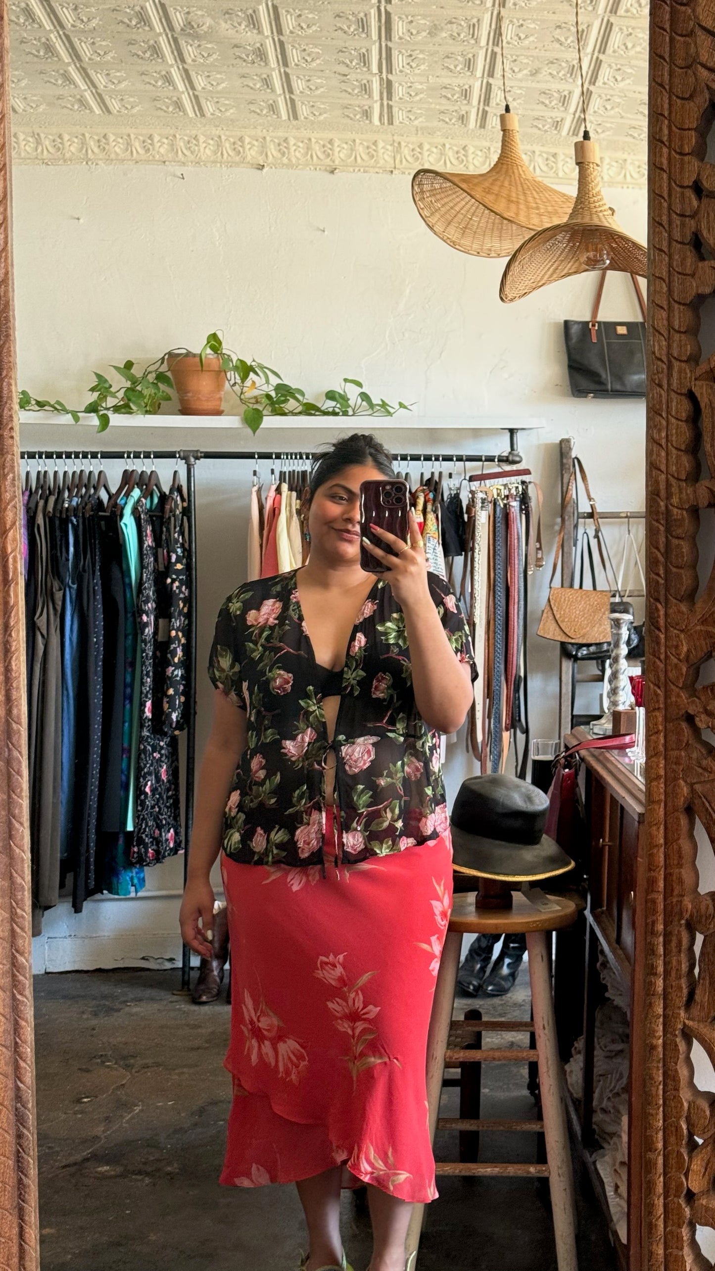 Vintage Chiffon Floral Layered Skirt
