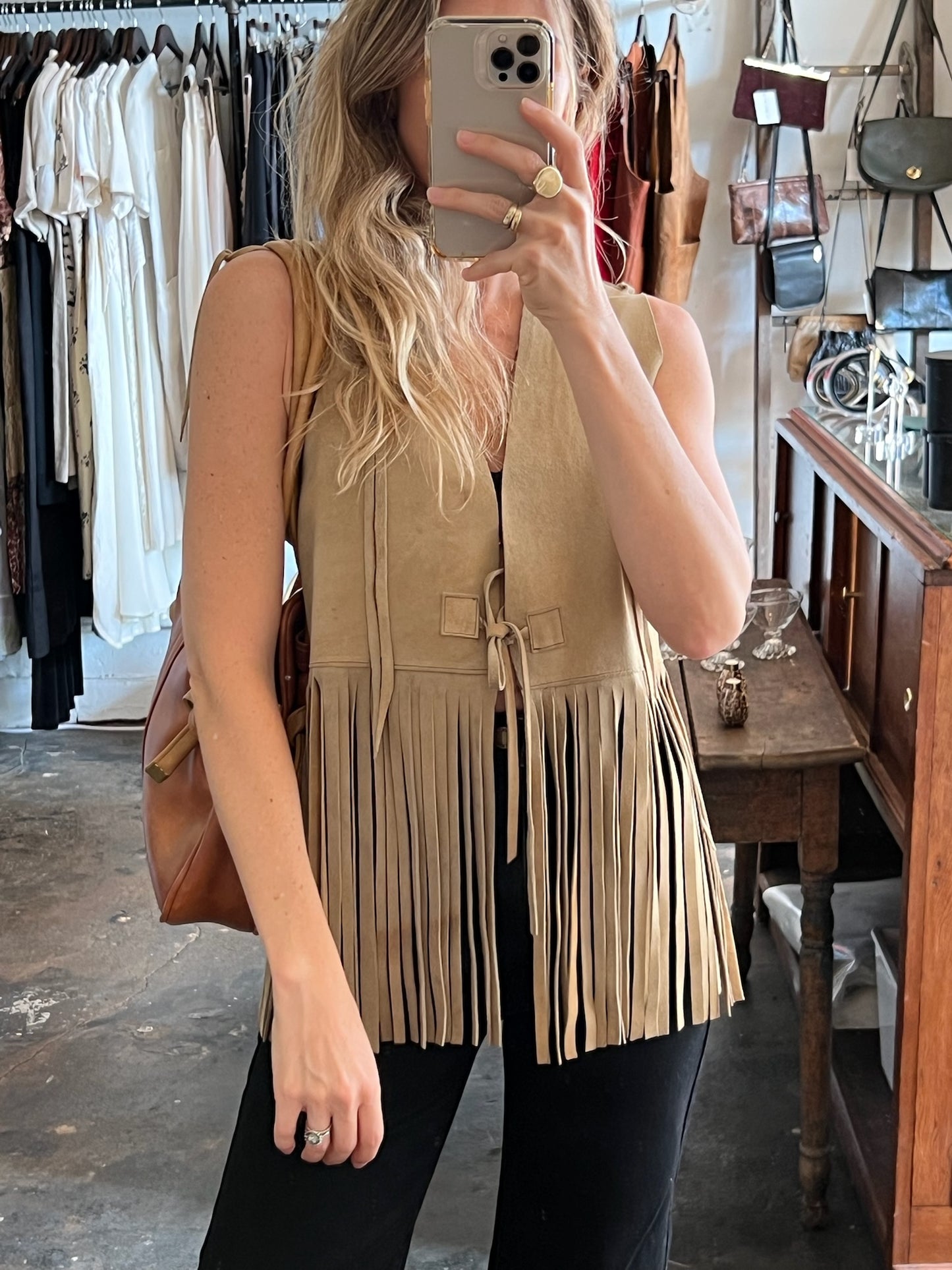 Vintage Suede Fringed Vest