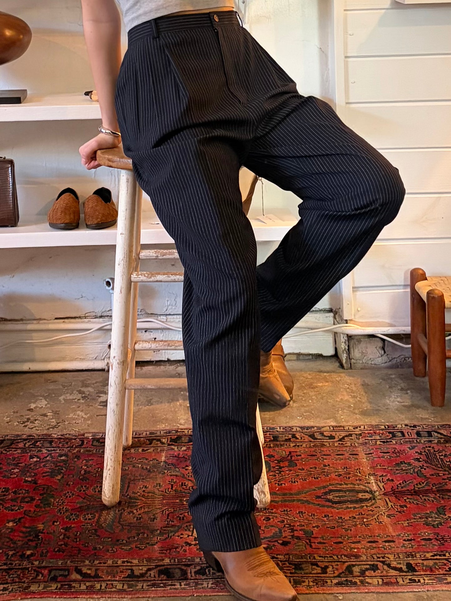 Vintage Pinstripe Wool Trousers