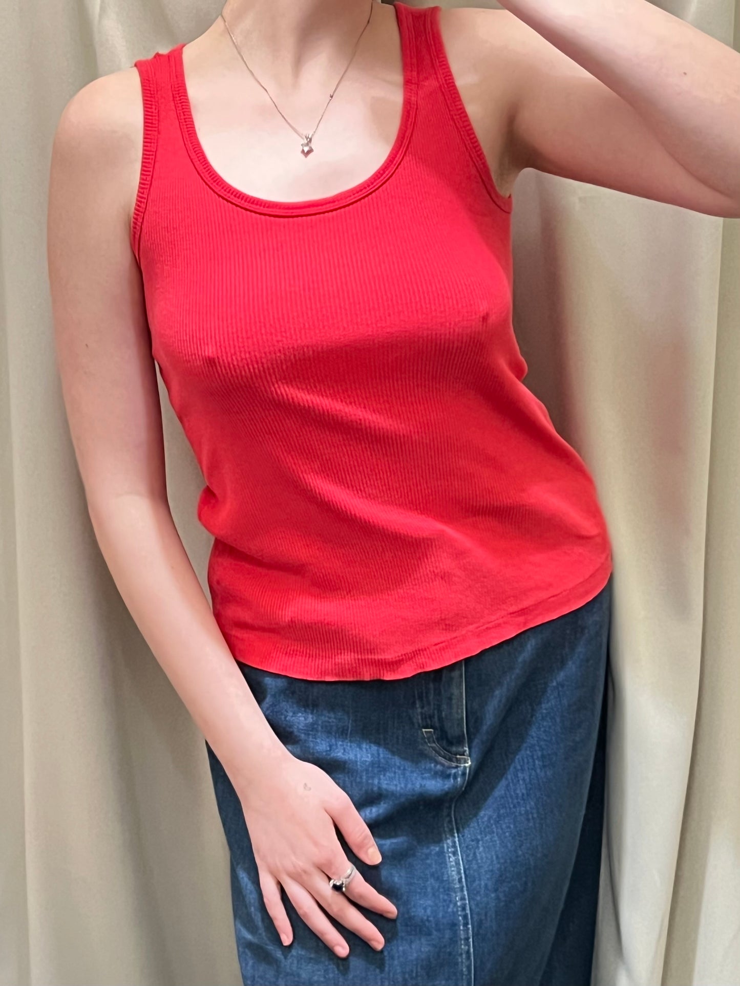Vintage Cherry Red Ribbed Tank