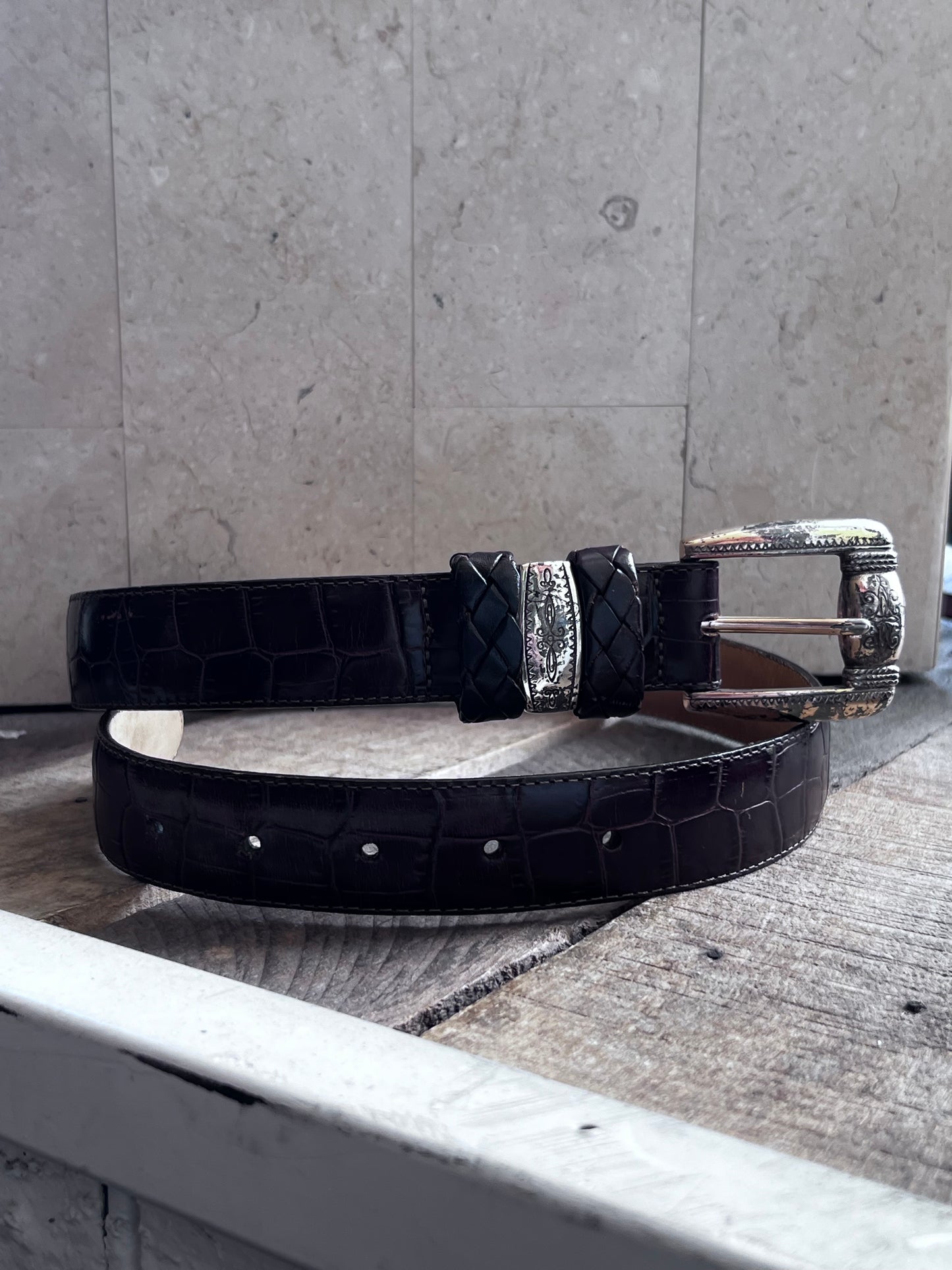 Vintage Embossed Leather Belt