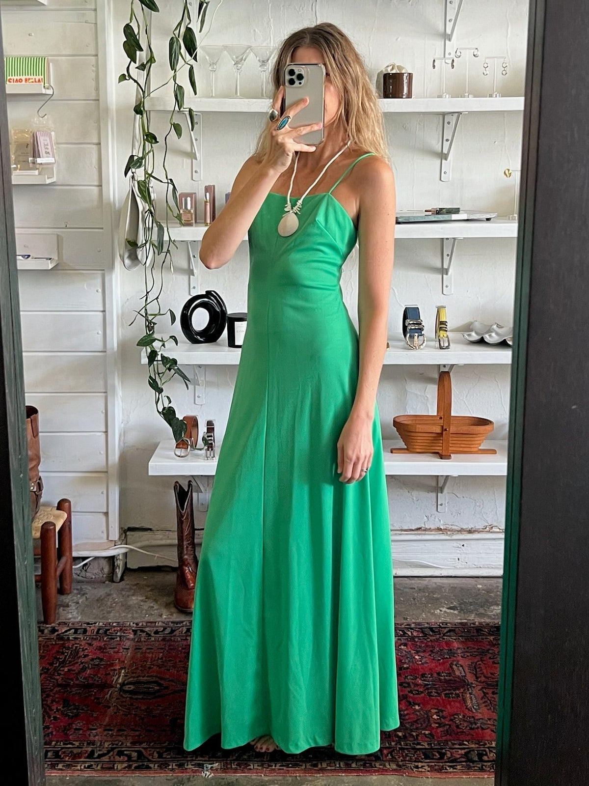 Vintage Sleeveless Jade Maxi Dress