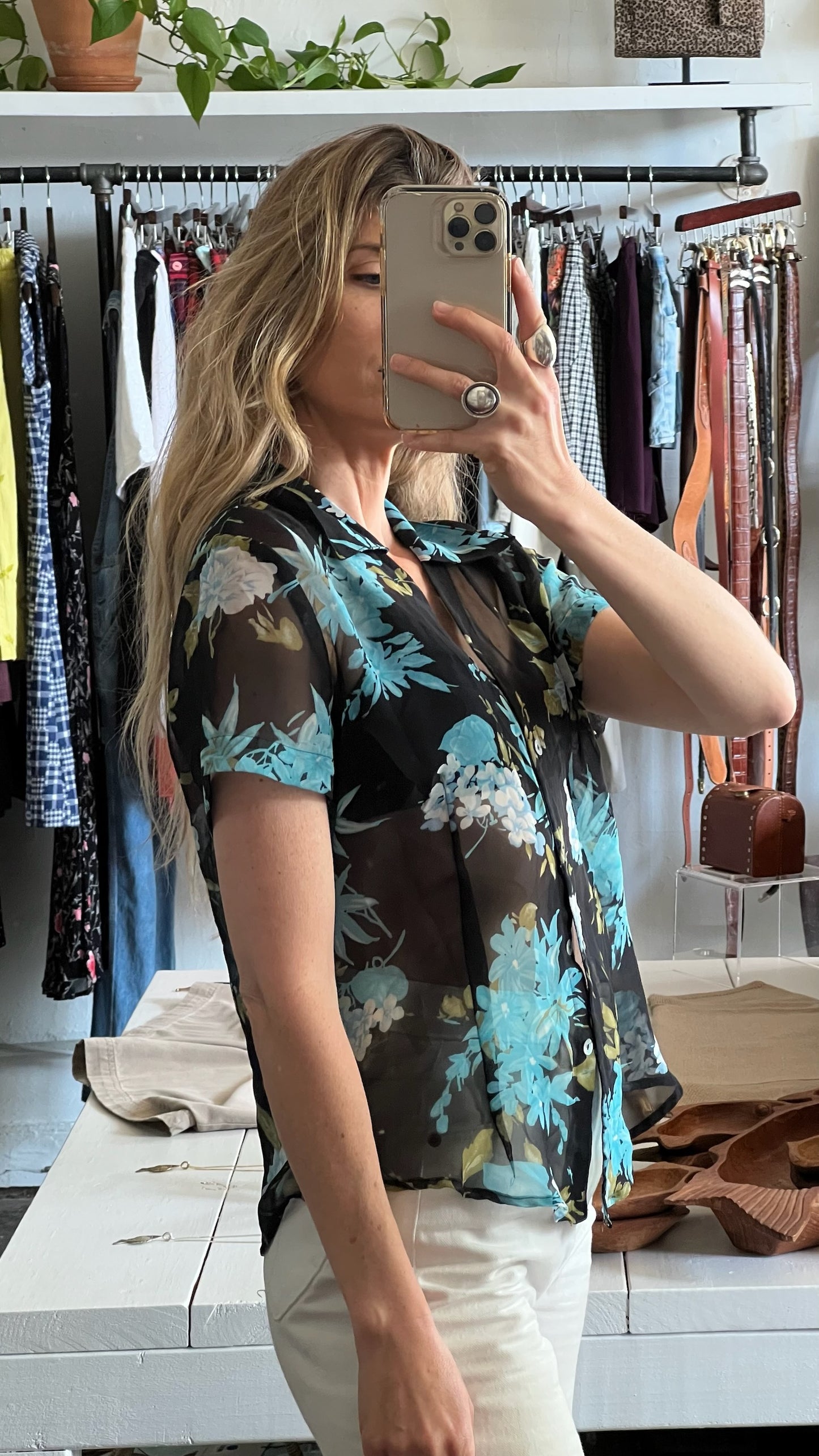 Vintage Floral Sheer Blouse