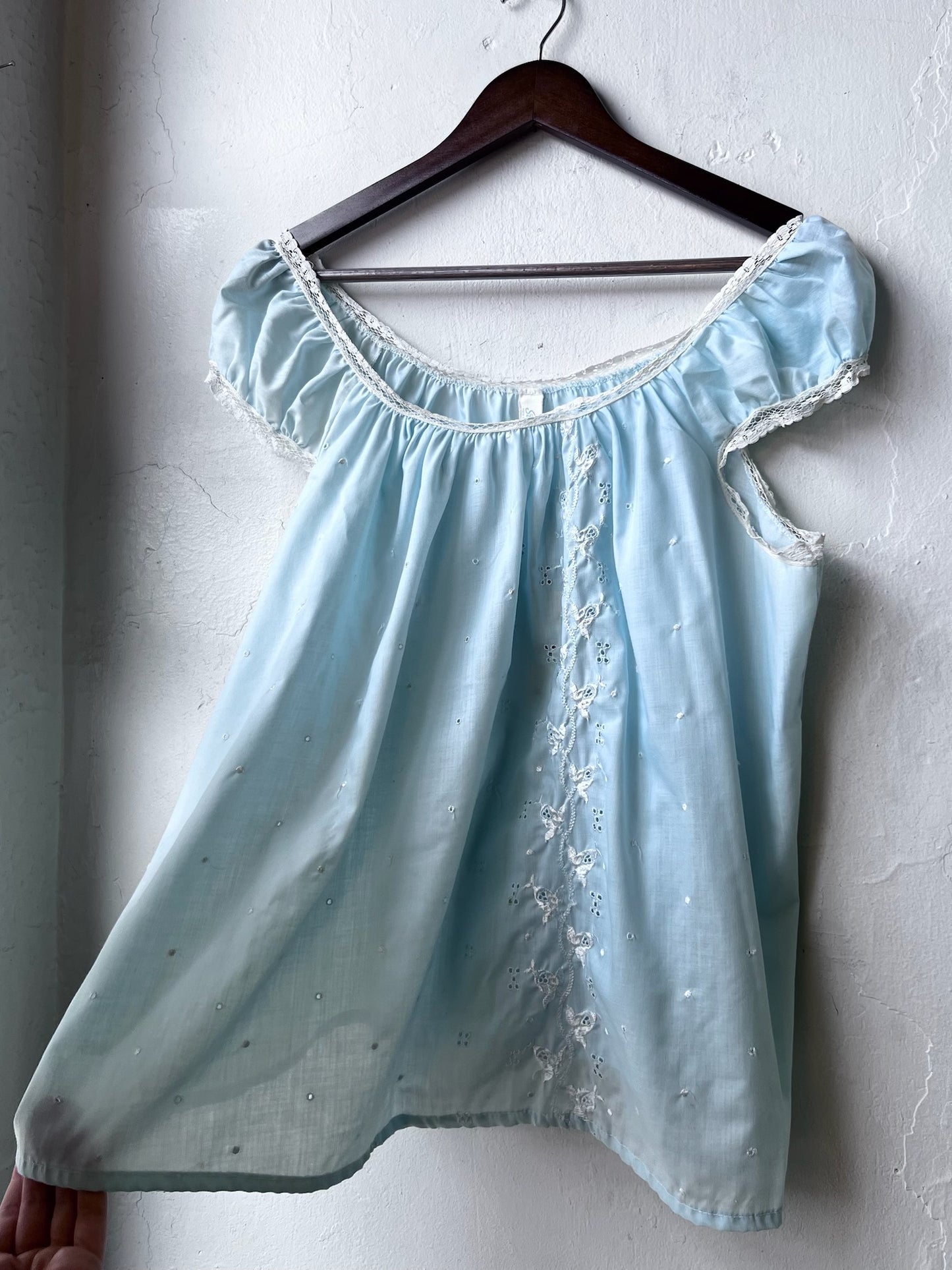 Vintage Baby Blue Eyelet Blouse