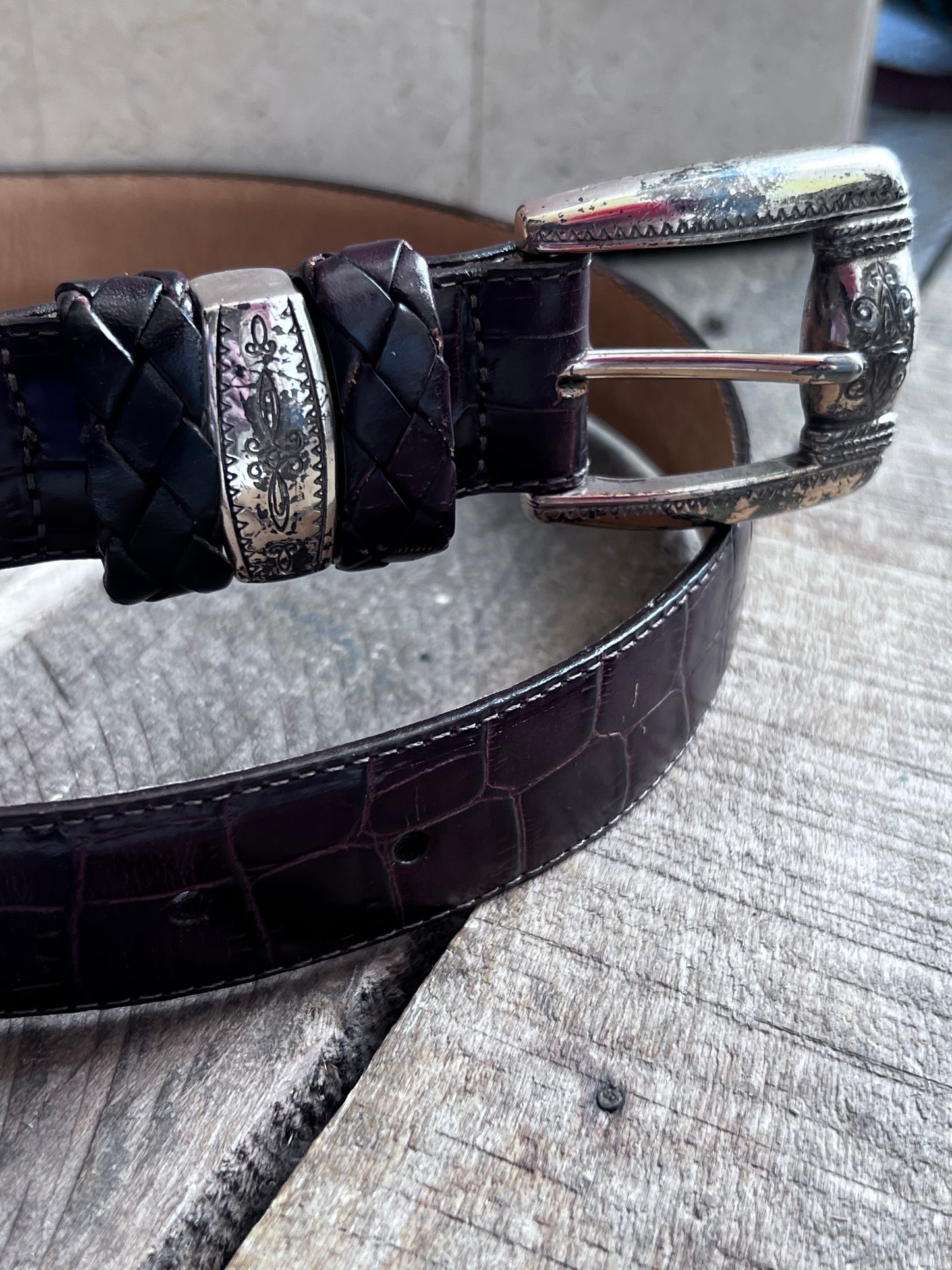 Vintage Embossed Leather Belt