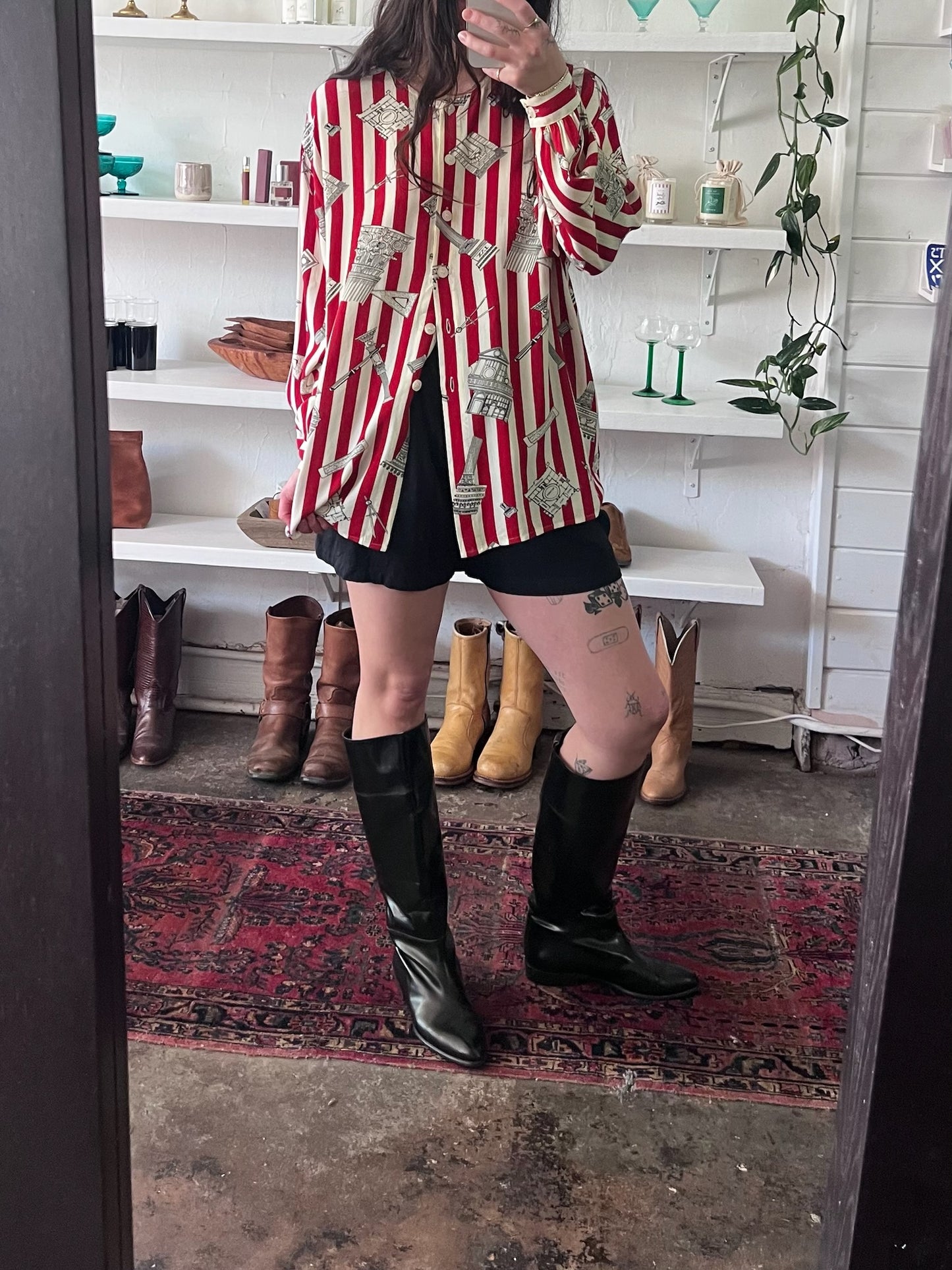 Vintage Jet Black Leather Riding Boot