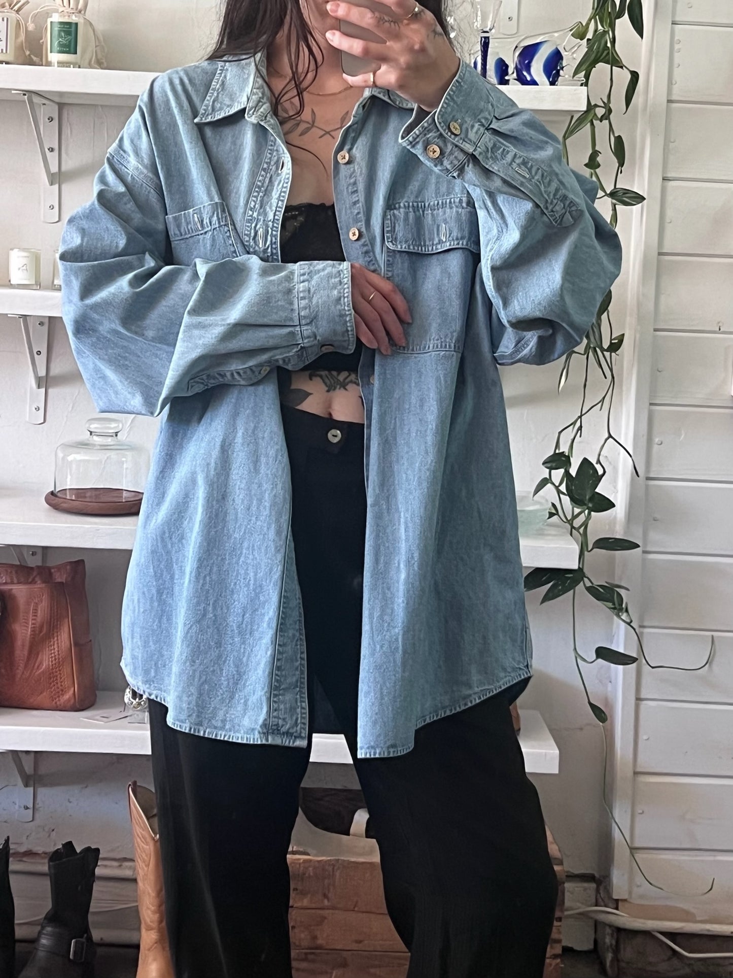 Vintage Faded Denim Button Up